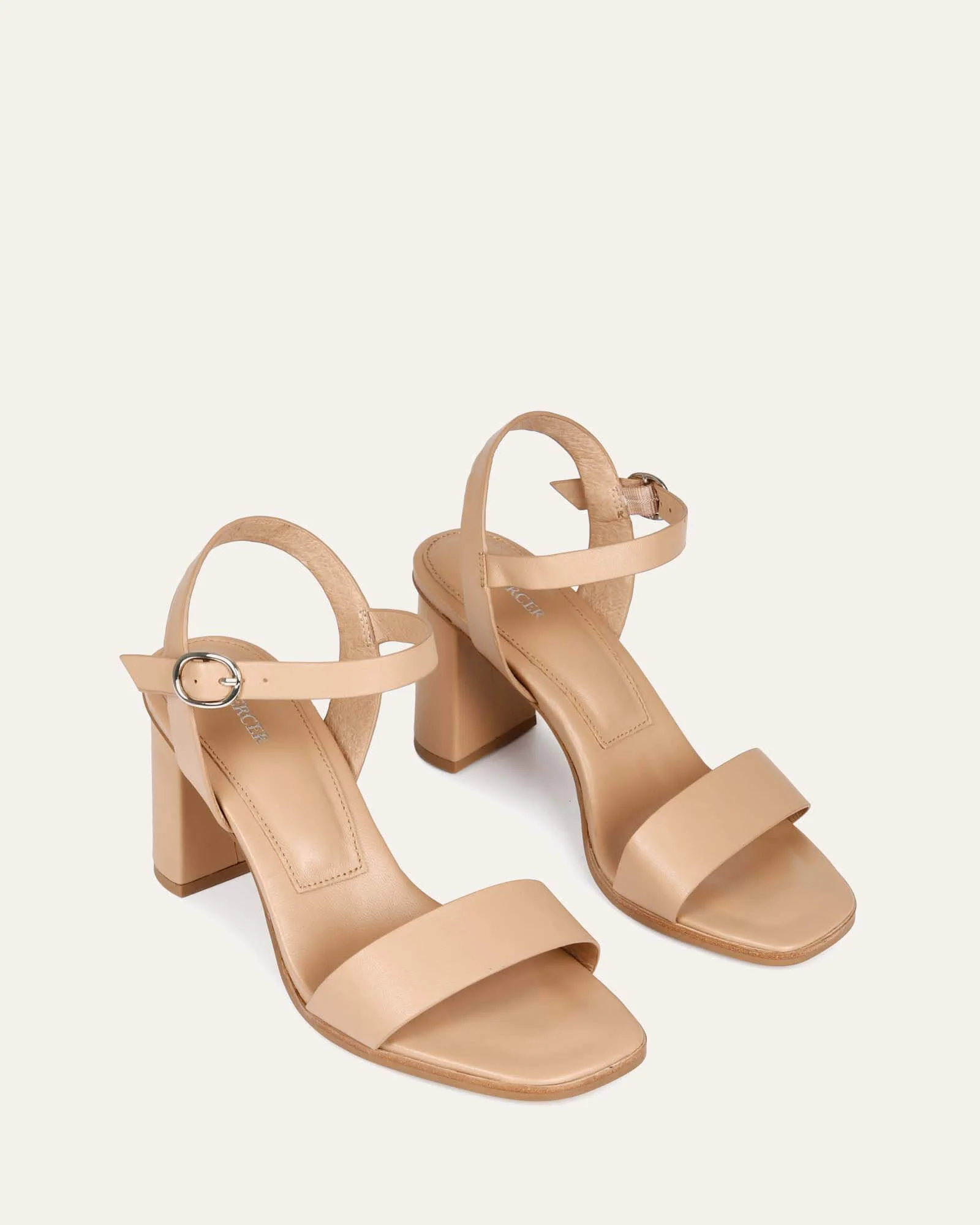 CALAIS HIGH HEEL SANDALS BEIGE LEATHER - Image 3