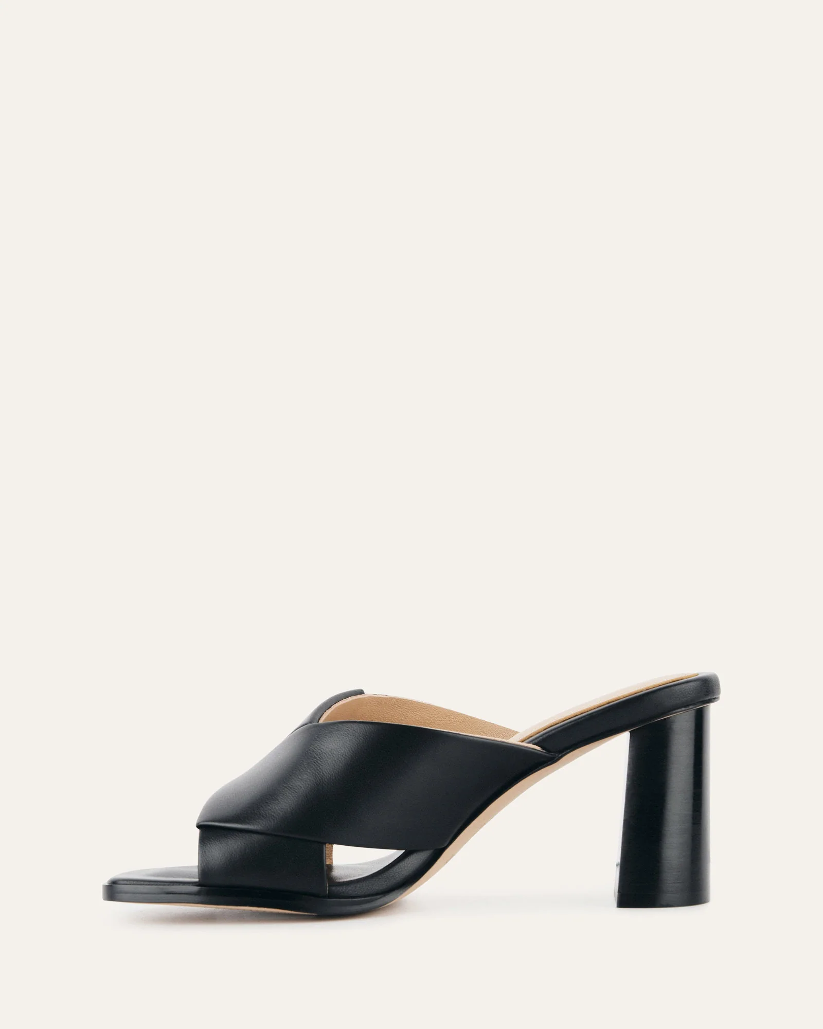 CARRIE MID HEEL SANDALS BLACK LEATHER - Image 6