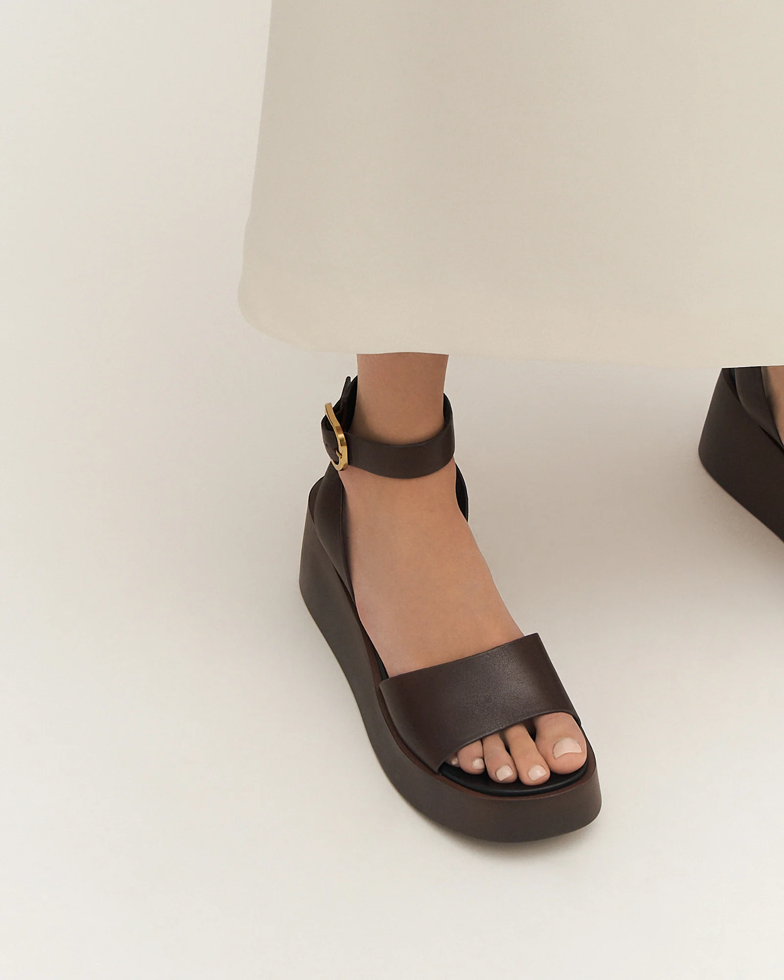 CASSIE MID WEDGE SANDALS CHESTNUT LEATHER - Image 7