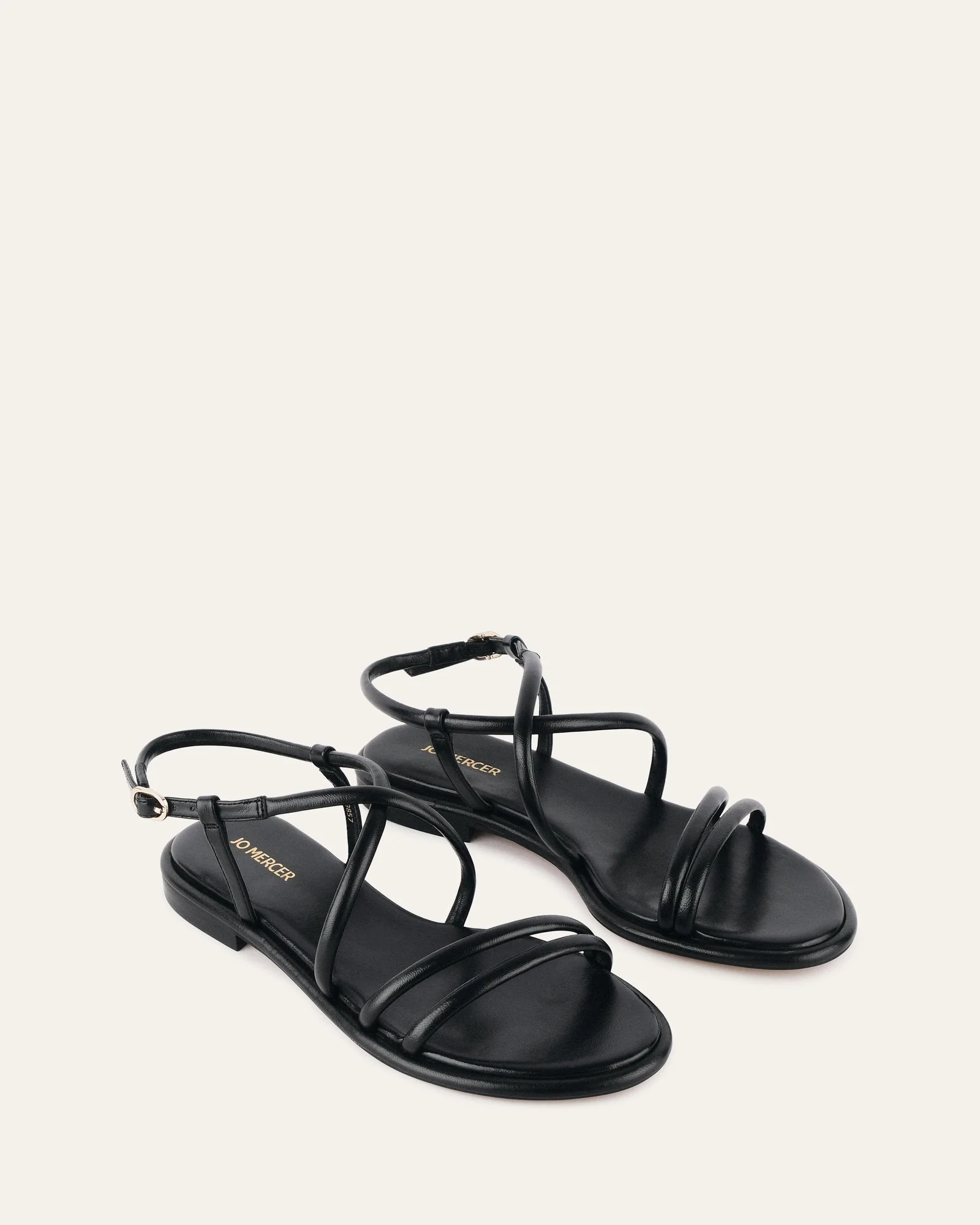 CATALINA FLAT SANDALS BLACK LEATHER - Image 3