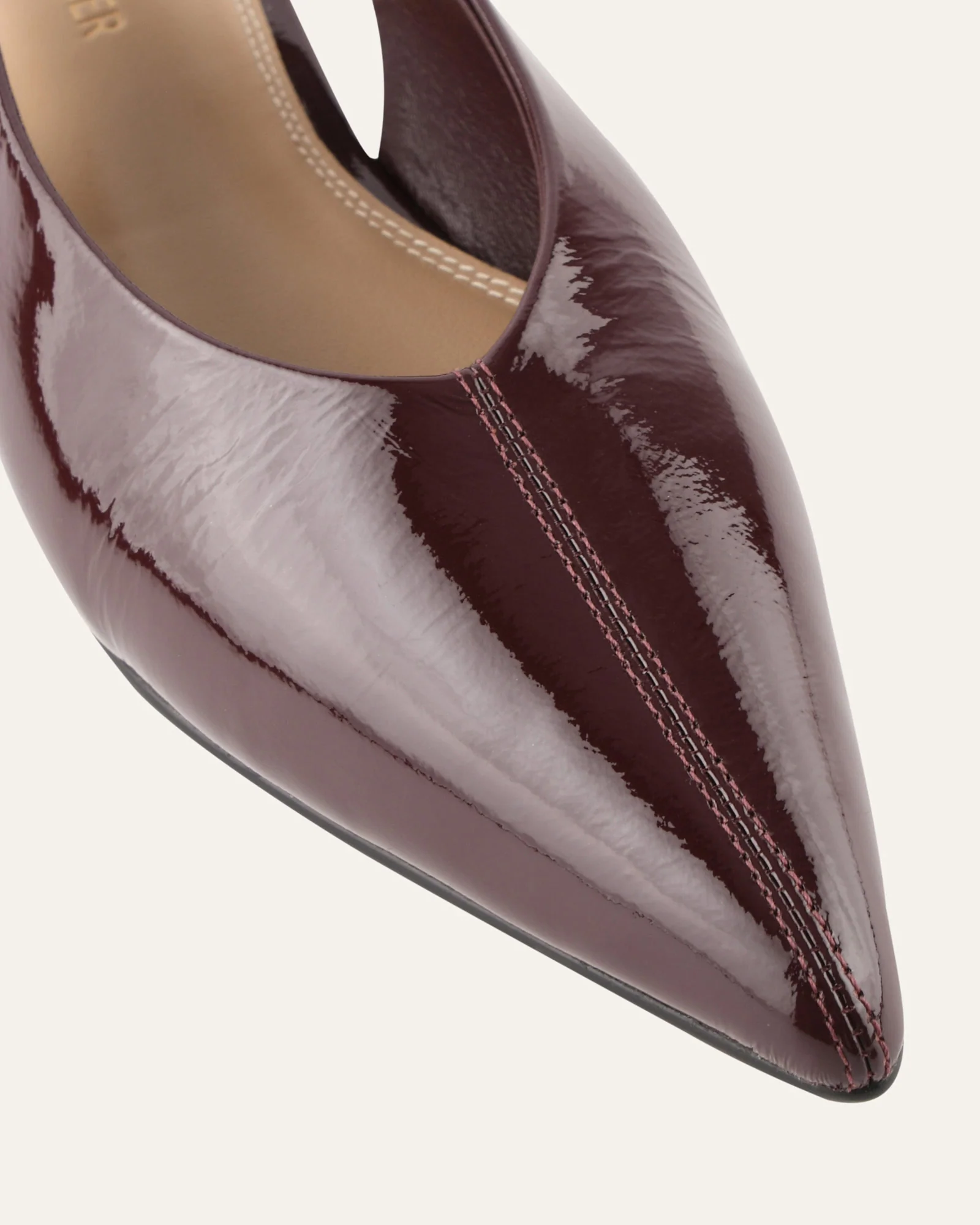 DAPHNE DRESS FLATS MERLOT CRINKLE PATENT - Image 3