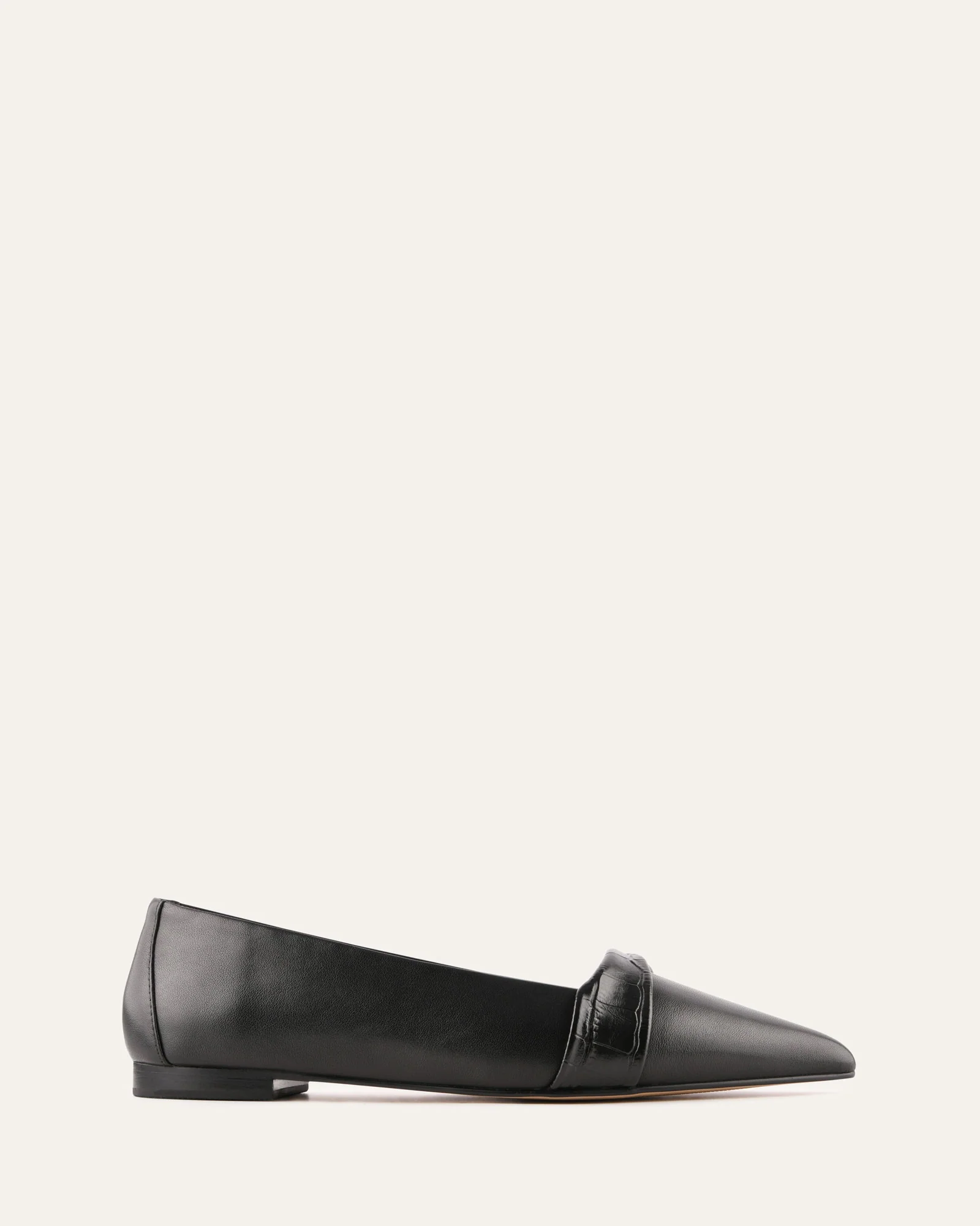 DEMETRI DRESS FLATS BLACK LEATHER