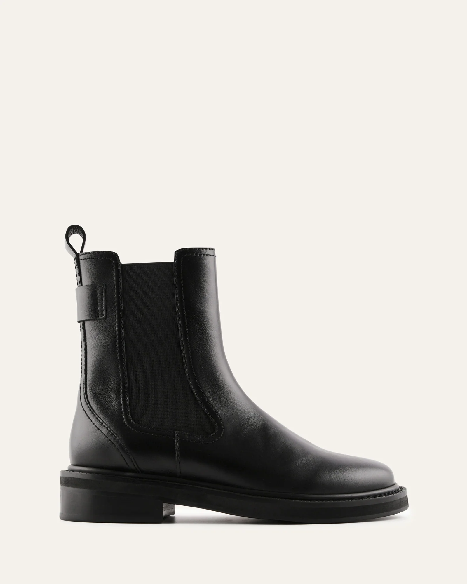 DORIAN FLAT ANKLE BOOTS BLACK LEATHER