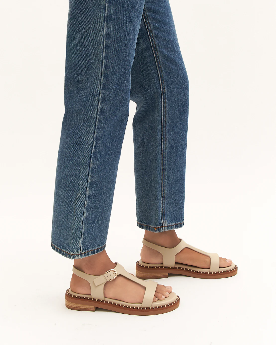 ELODIE FLAT SANDALS OFF WHITE LEATHER - Image 2