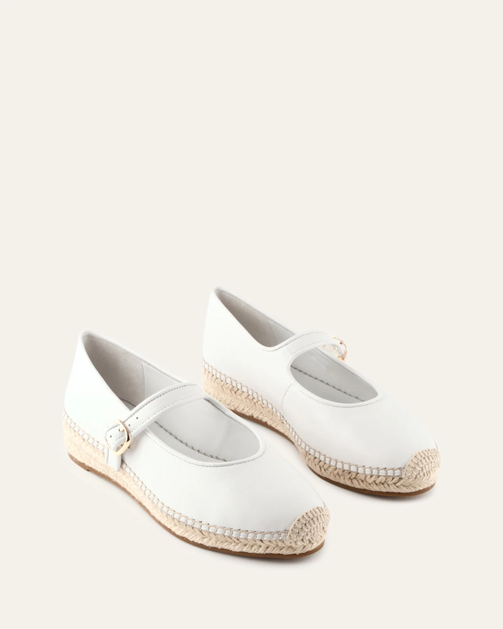 ELSIE FLAT ESPADRILLES WHITE LEATHER - Image 2