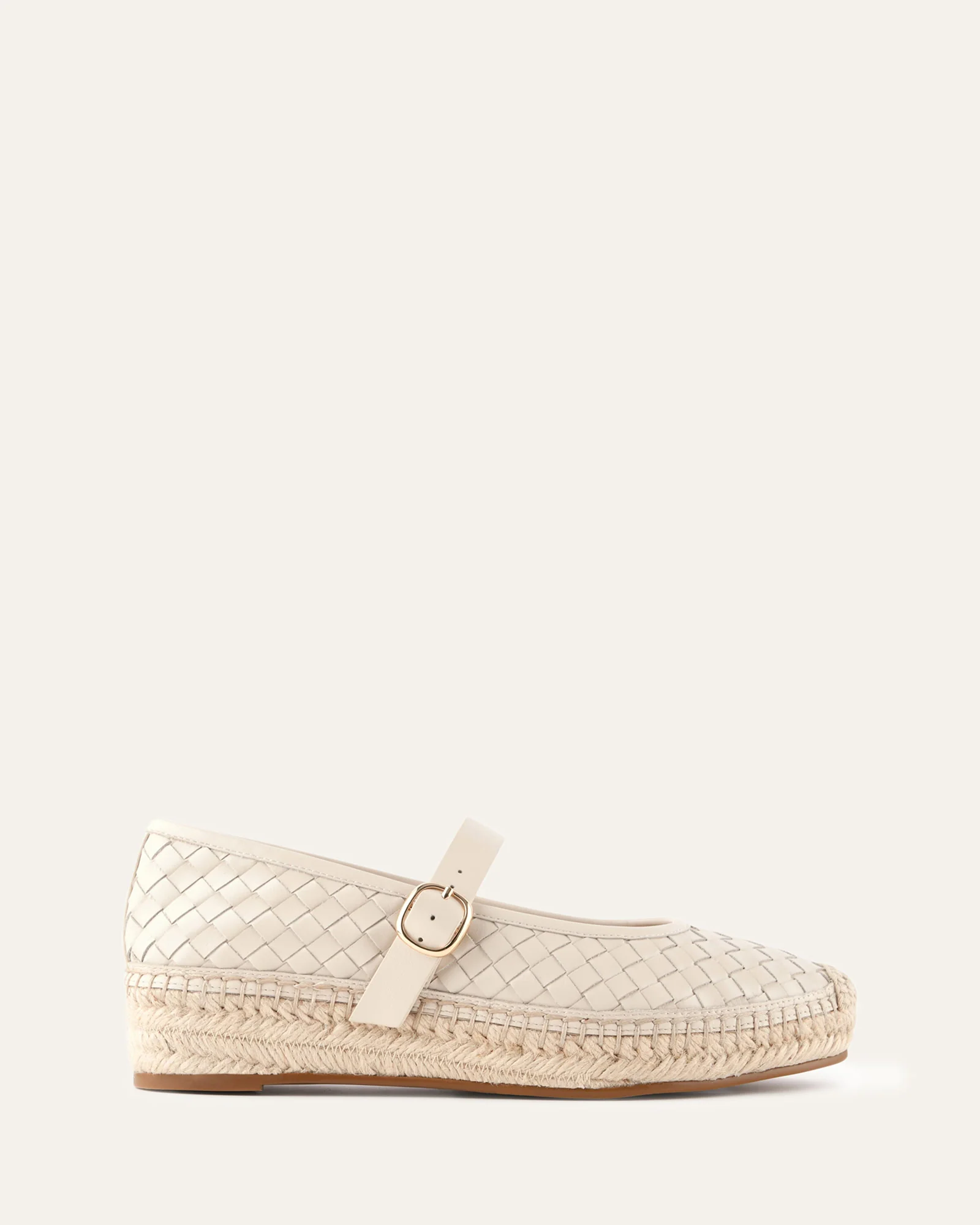 ELSIE WOVEN FLAT ESPADRILLES OFF WHITE LEATHER