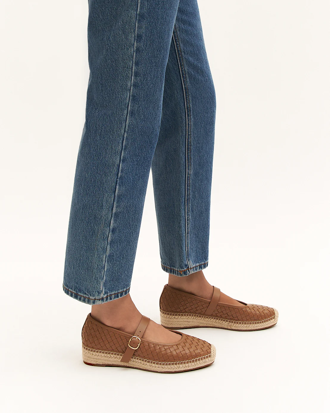 ELSIE WOVEN FLAT ESPADRILLES TAN LEATHER - Image 2