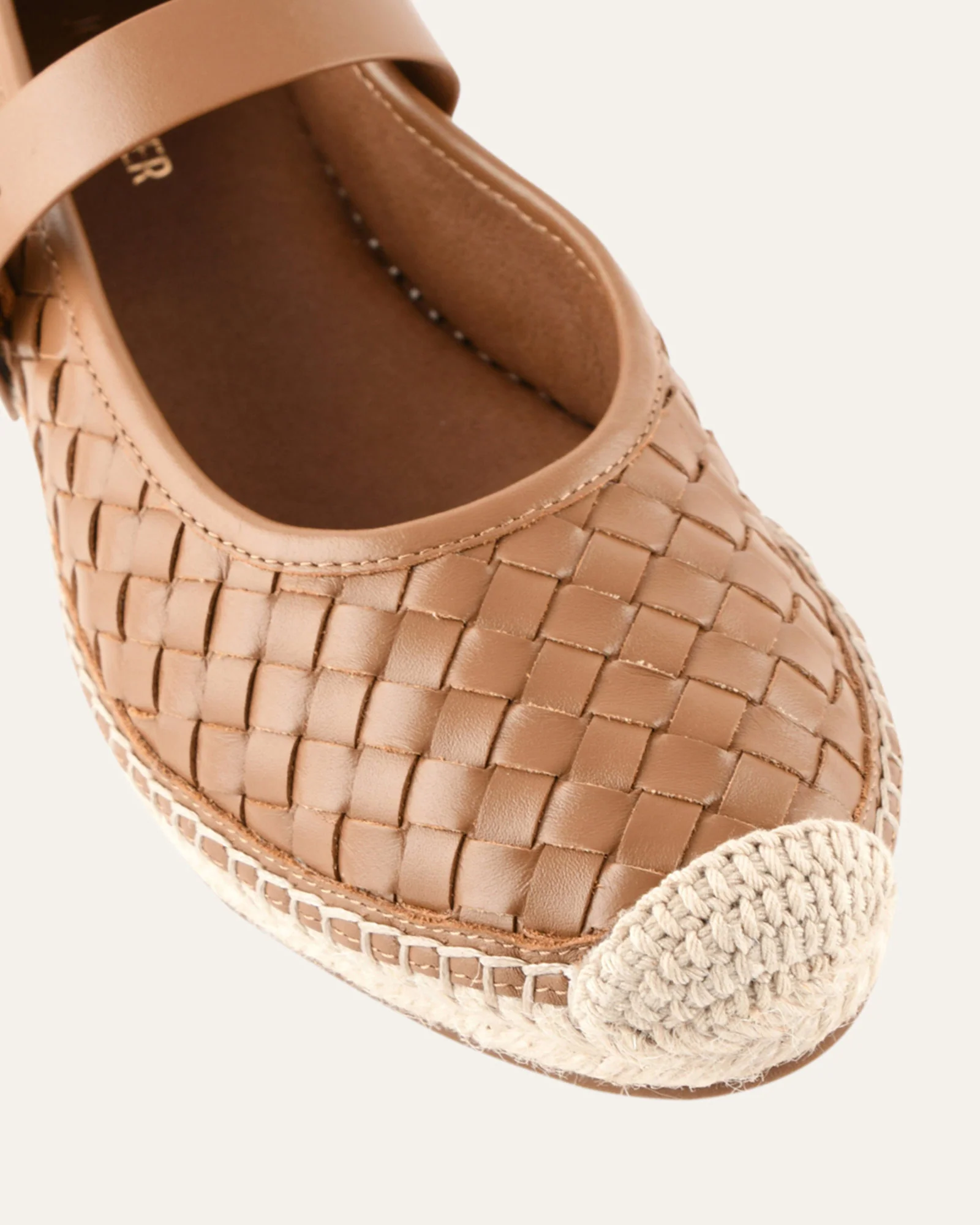 ELSIE WOVEN FLAT ESPADRILLES TAN LEATHER - Image 4