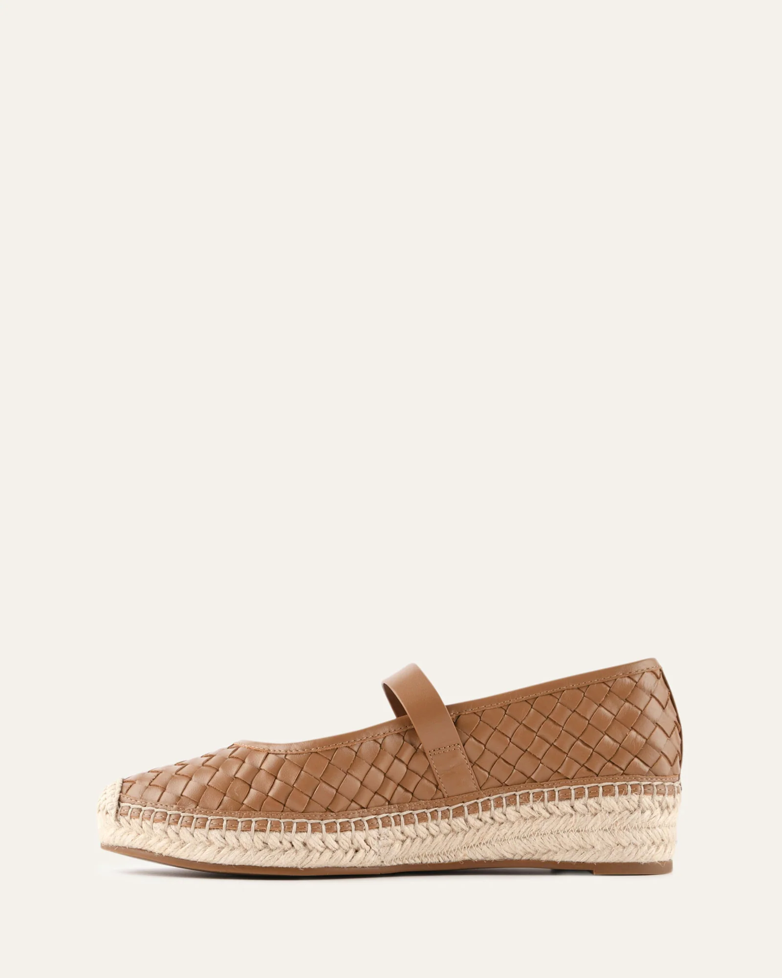 ELSIE WOVEN FLAT ESPADRILLES TAN LEATHER - Image 6