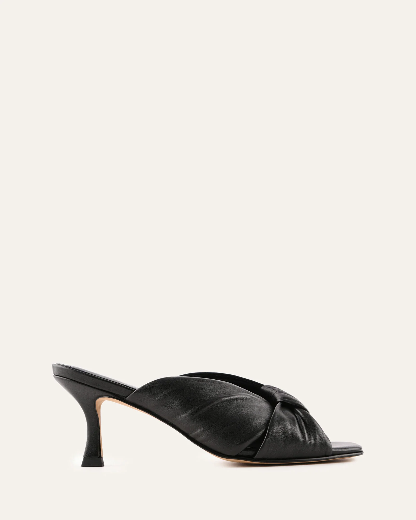 ESSENCE MID HEEL SANDALS BLACK LEATHER