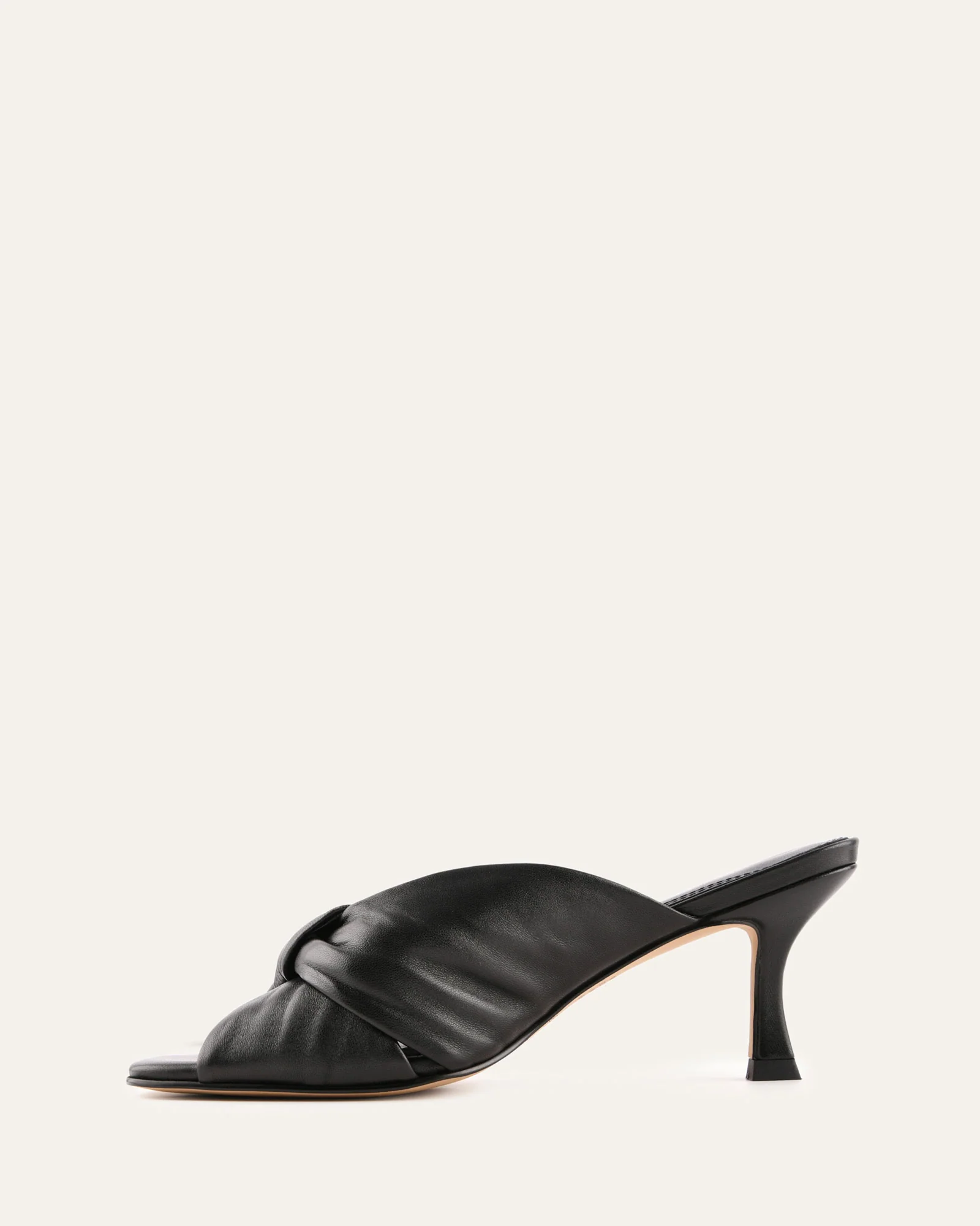 ESSENCE MID HEEL SANDALS BLACK LEATHER - Image 6