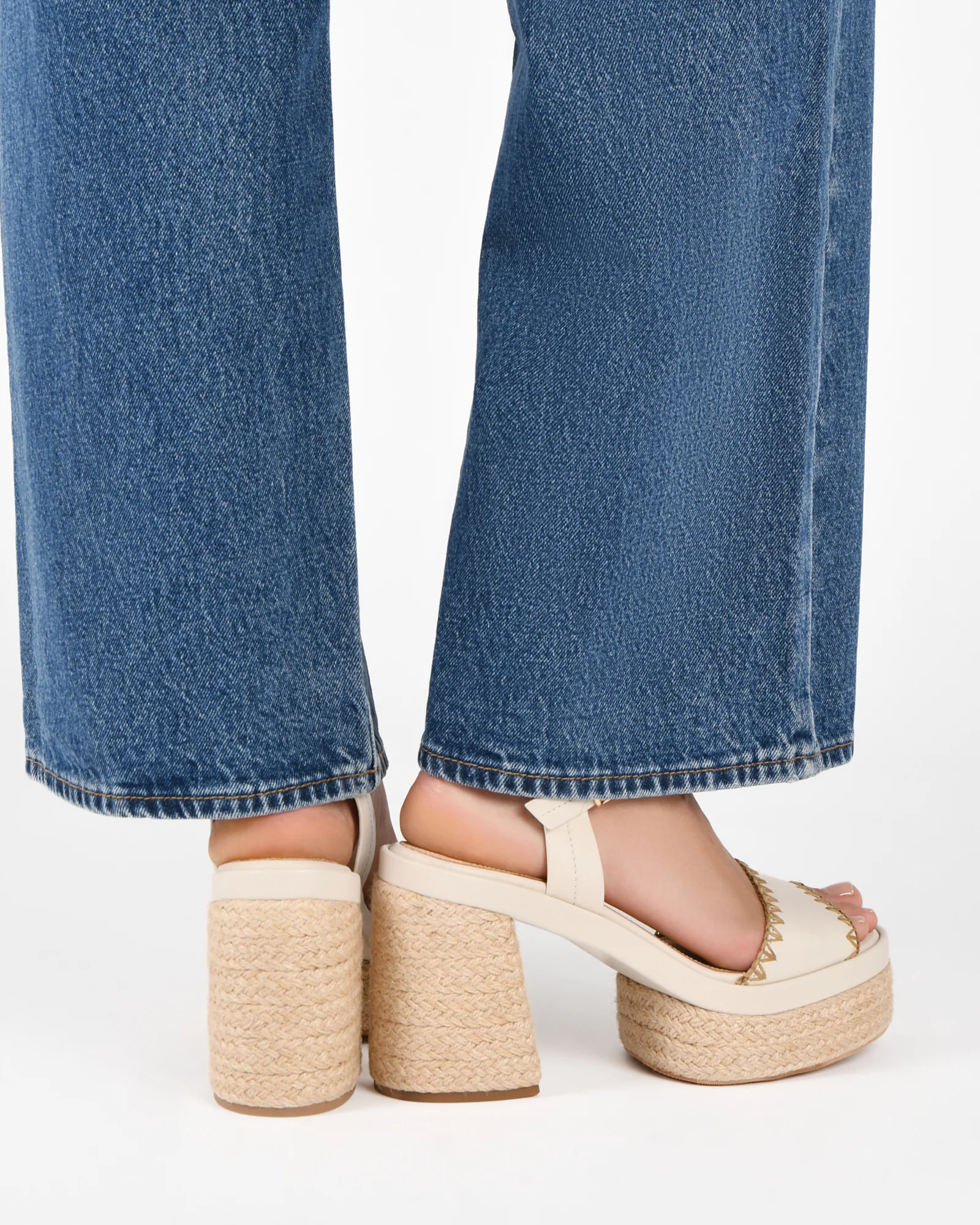 FISHER HIGH HEEL PLATFORM SANDALS OFF WHITE LEATHER - Image 10