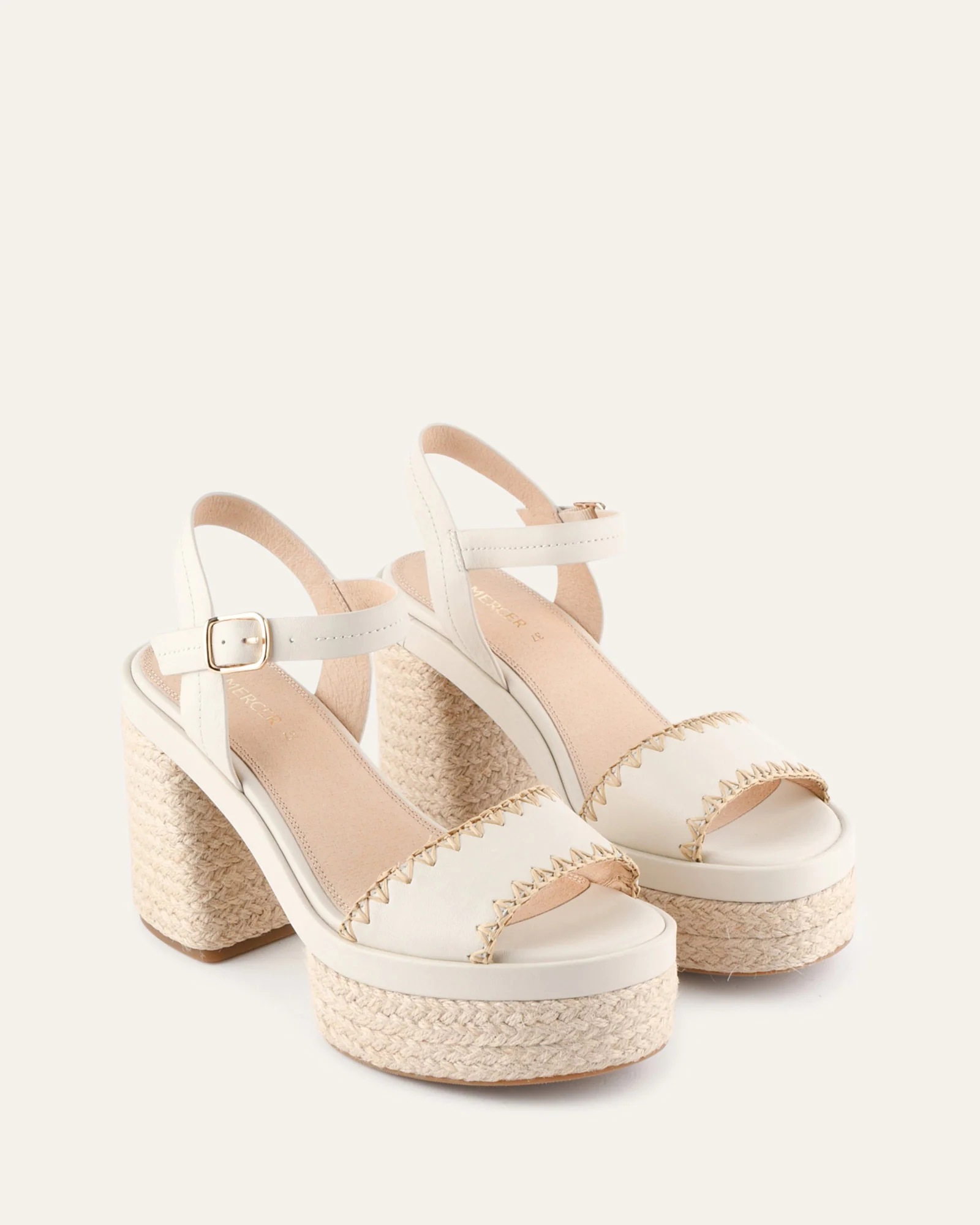 FISHER HIGH HEEL PLATFORM SANDALS OFF WHITE LEATHER - Image 3