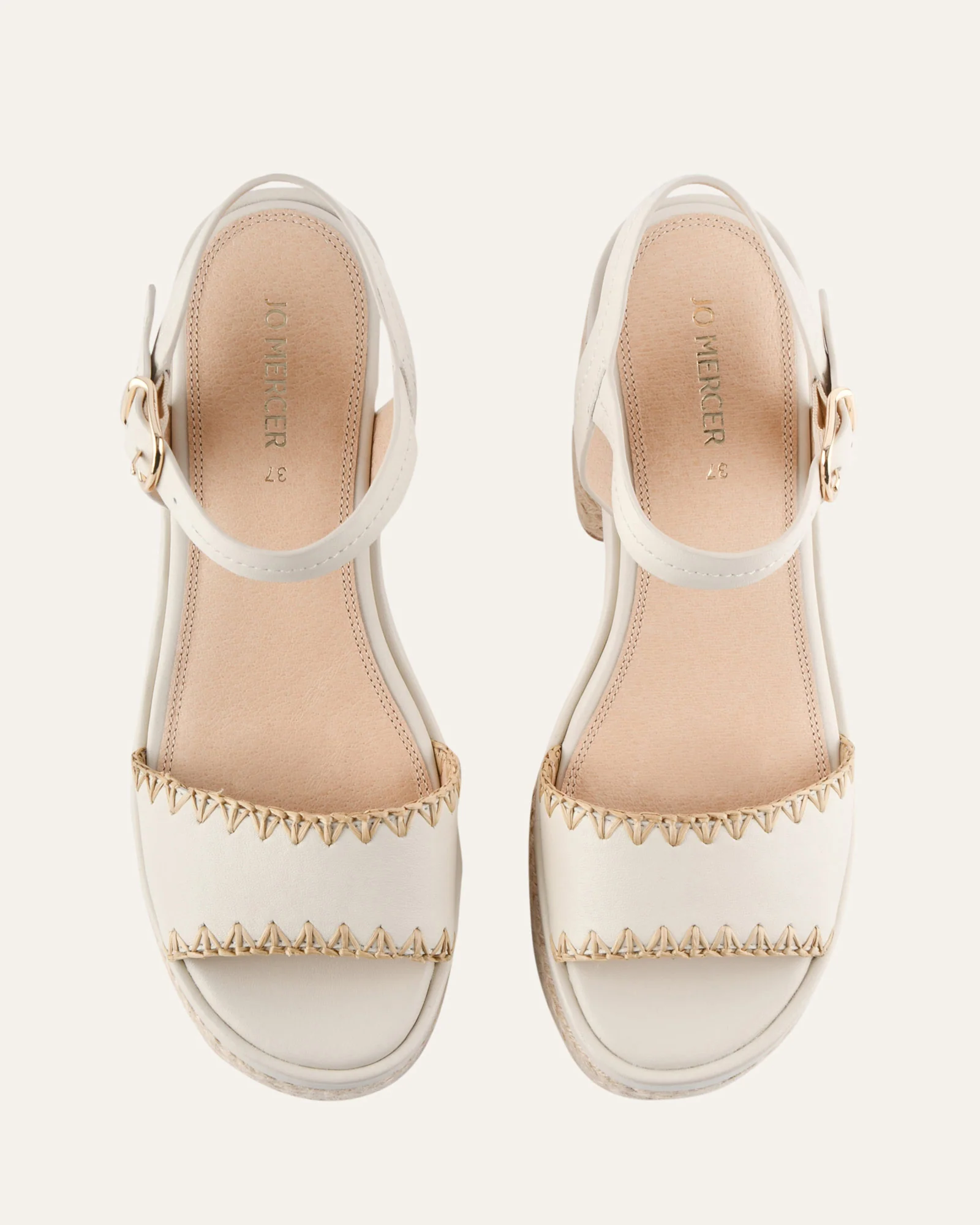 FISHER HIGH HEEL PLATFORM SANDALS OFF WHITE LEATHER - Image 7