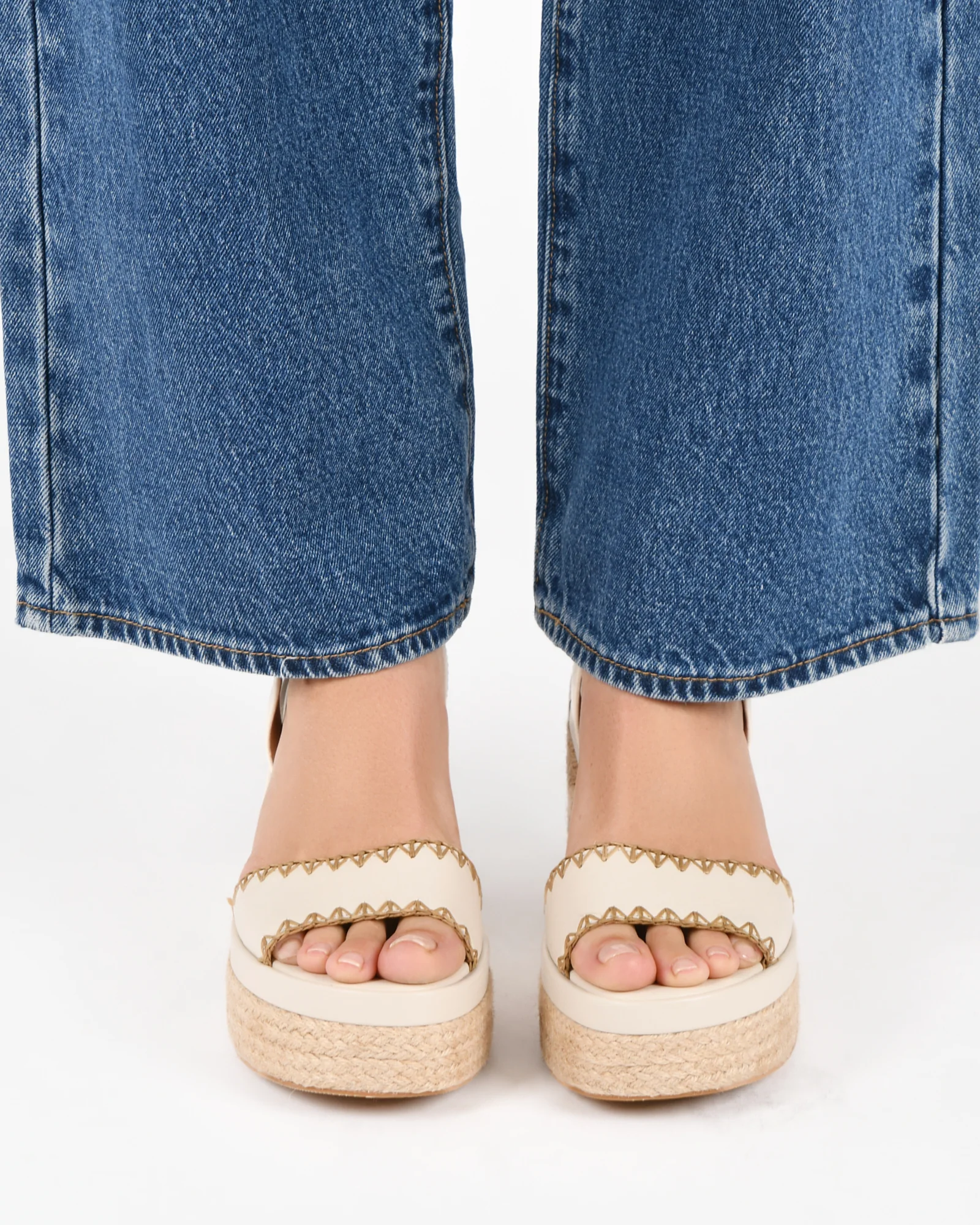 FISHER HIGH HEEL PLATFORM SANDALS OFF WHITE LEATHER - Image 8