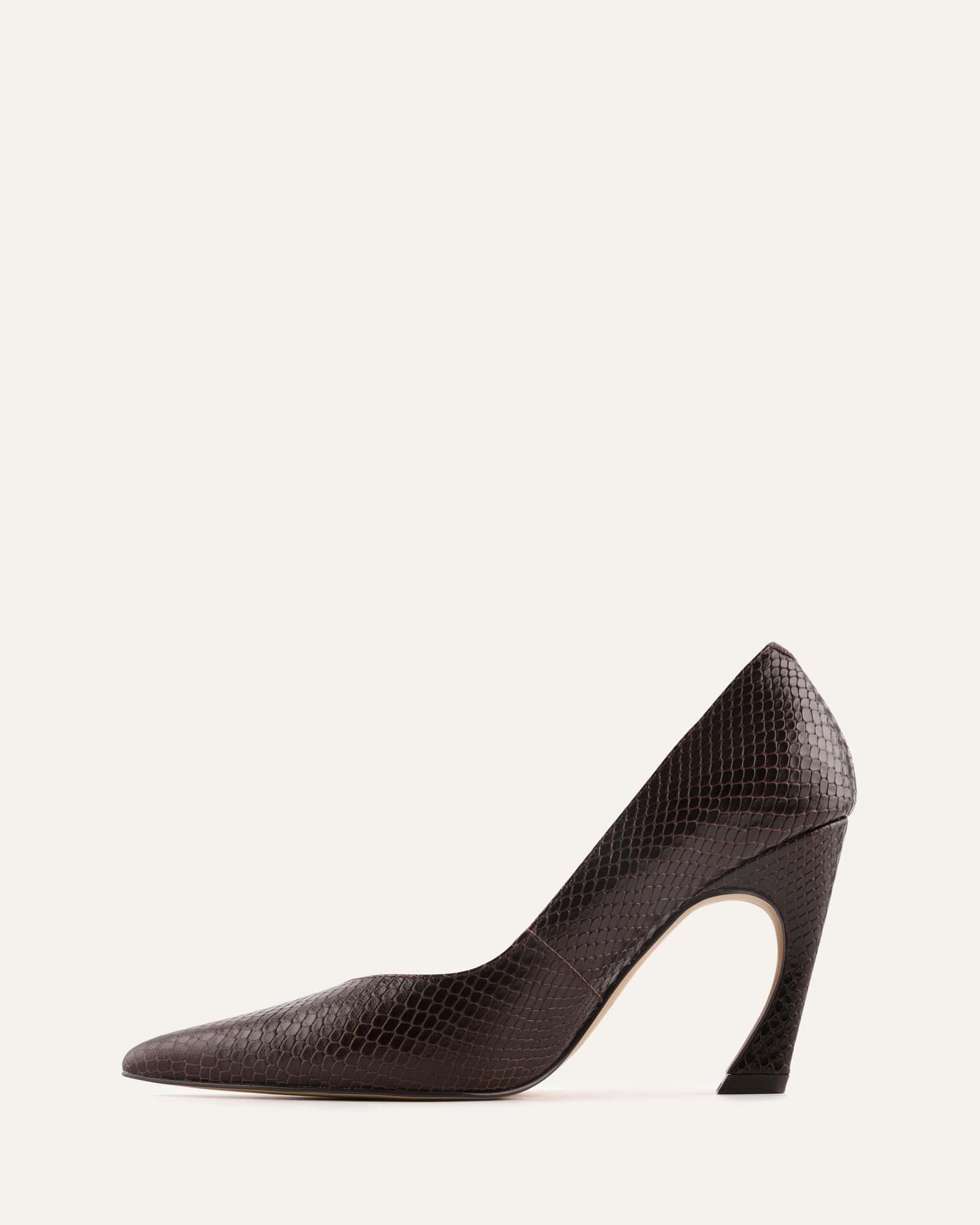 GRANGER HIGH HEELS CHOCOLATE SNAKE PRINT LEATHER - Image 6