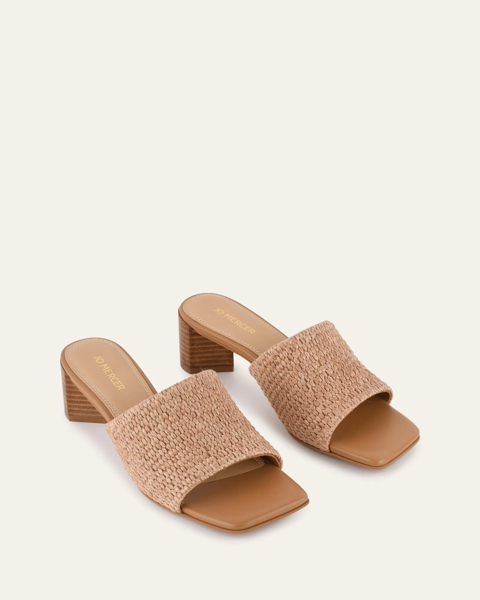 HERBIE MID HEEL SANDALS TAN RAFFIA - Image 4