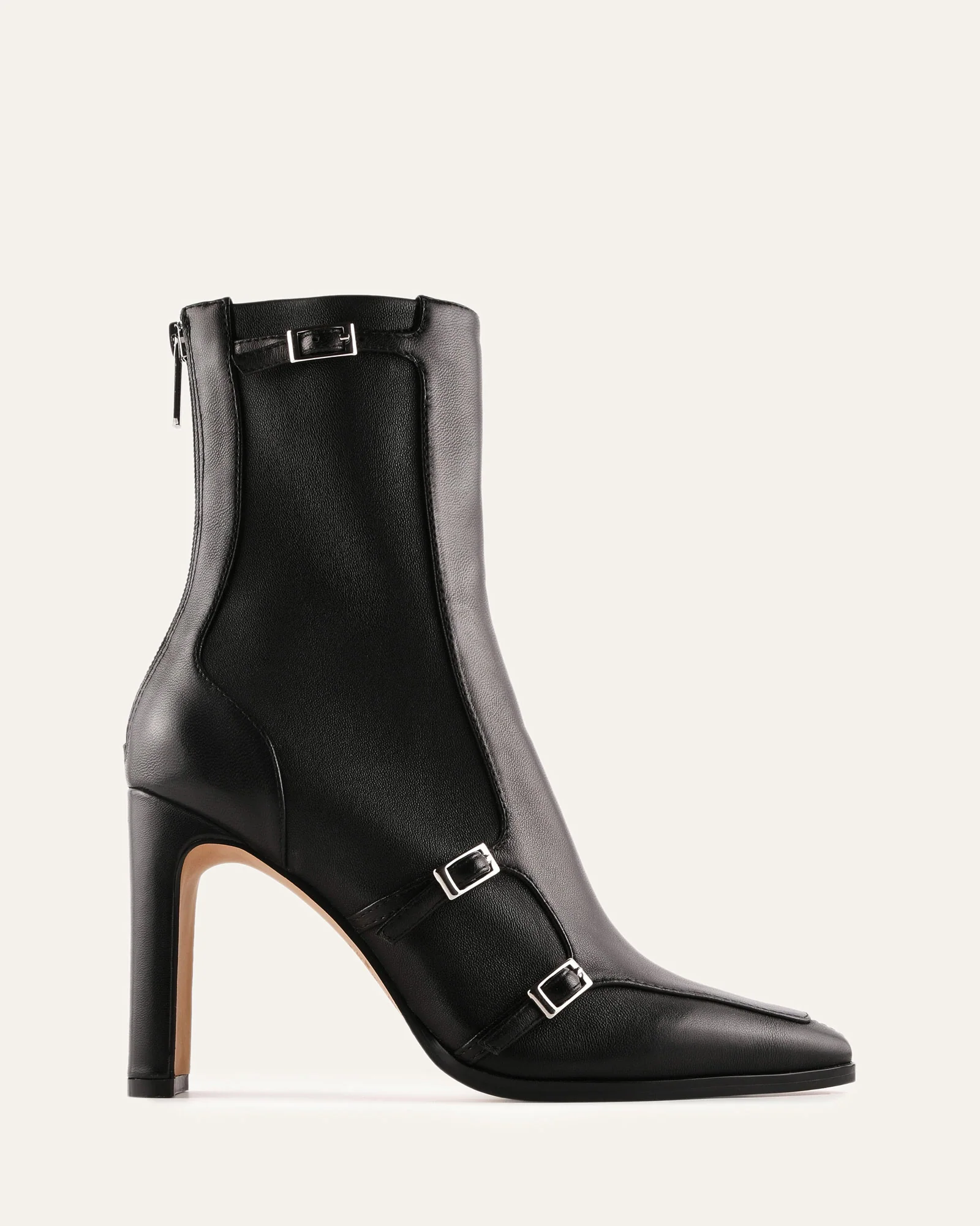 JAIMEE HIGH ANKLE BOOTS BLACK LEATHER