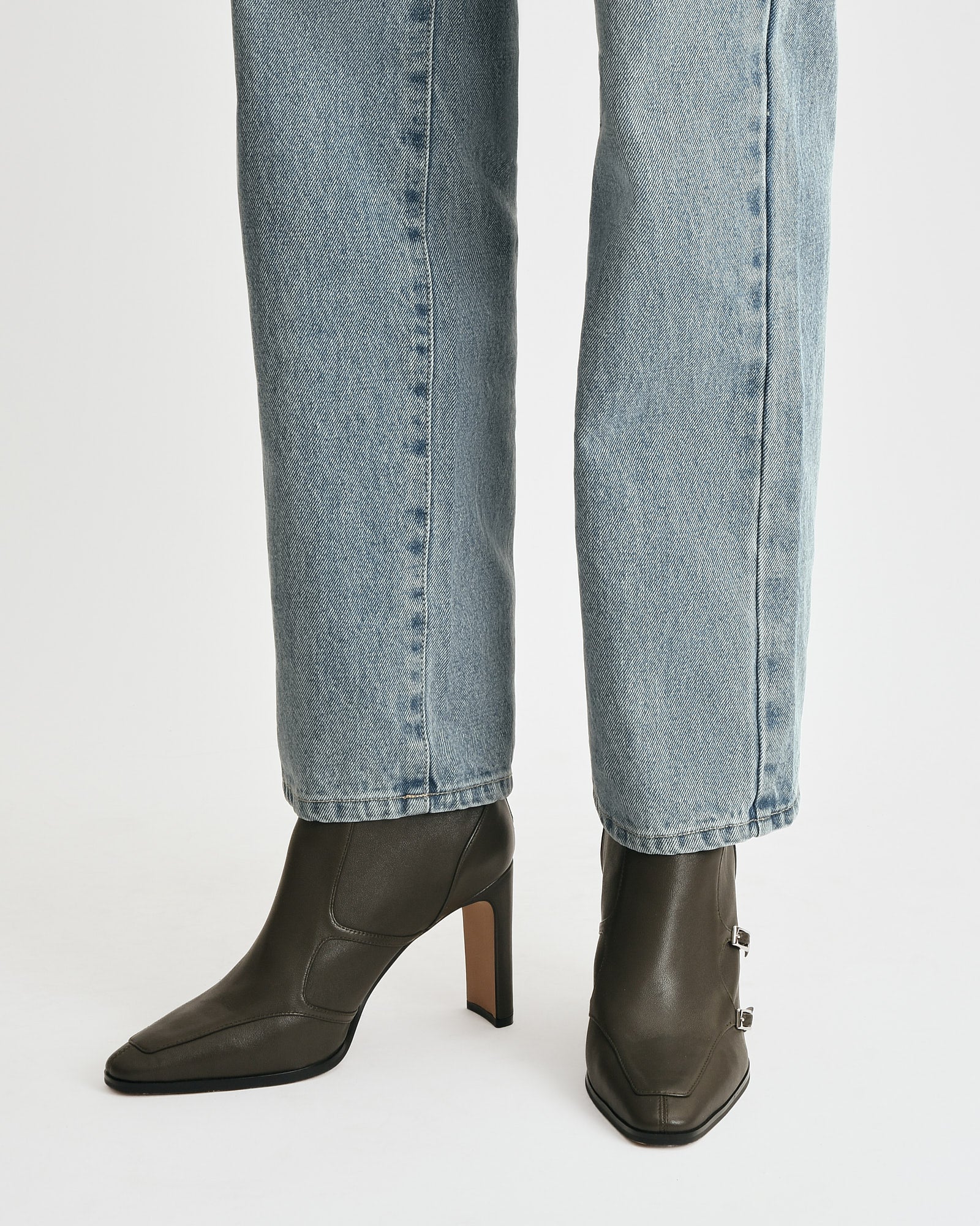 JAIMEE HIGH ANKLE BOOTS DARK OLIVE LEATHER - Image 2
