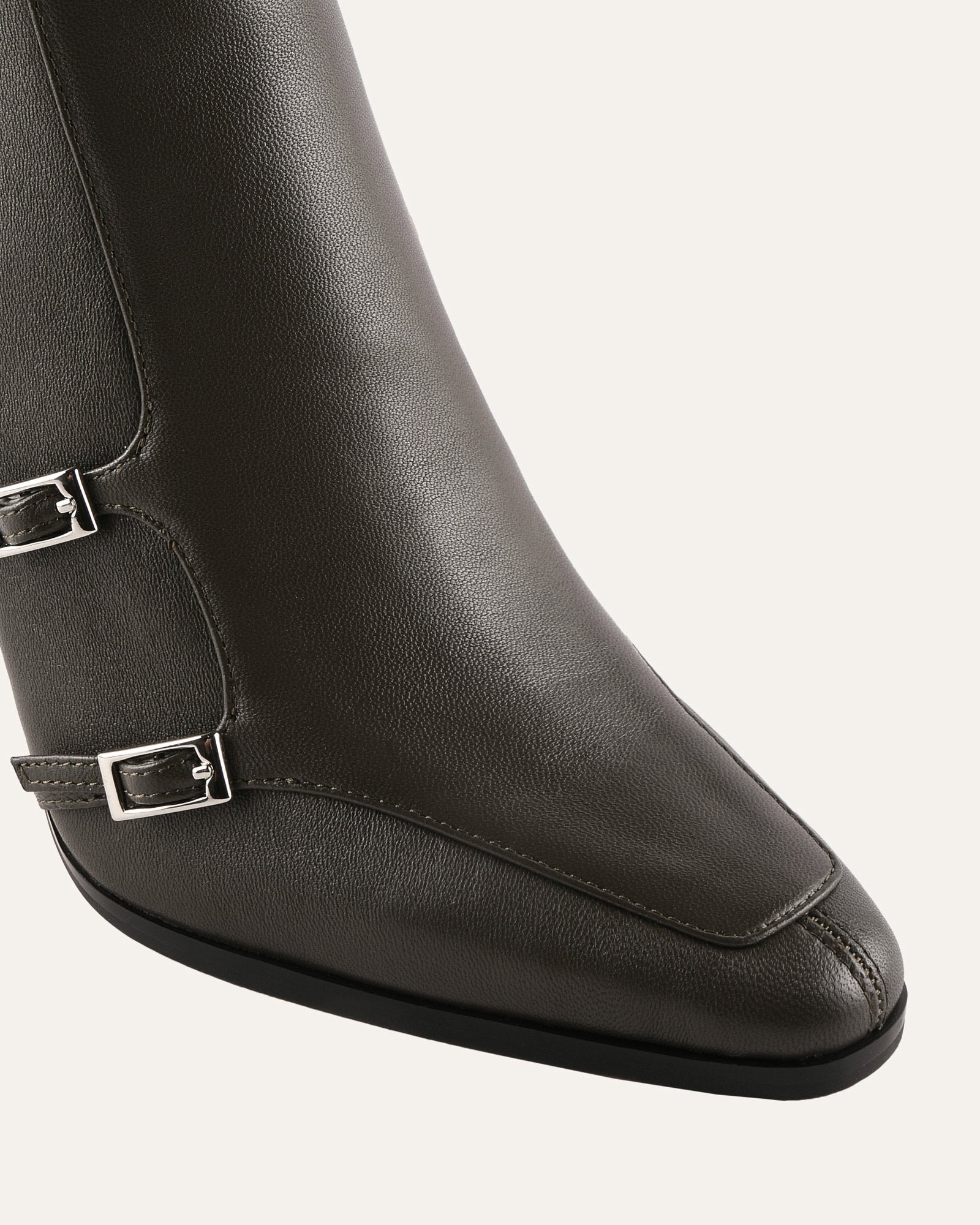JAIMEE HIGH ANKLE BOOTS DARK OLIVE LEATHER - Image 4