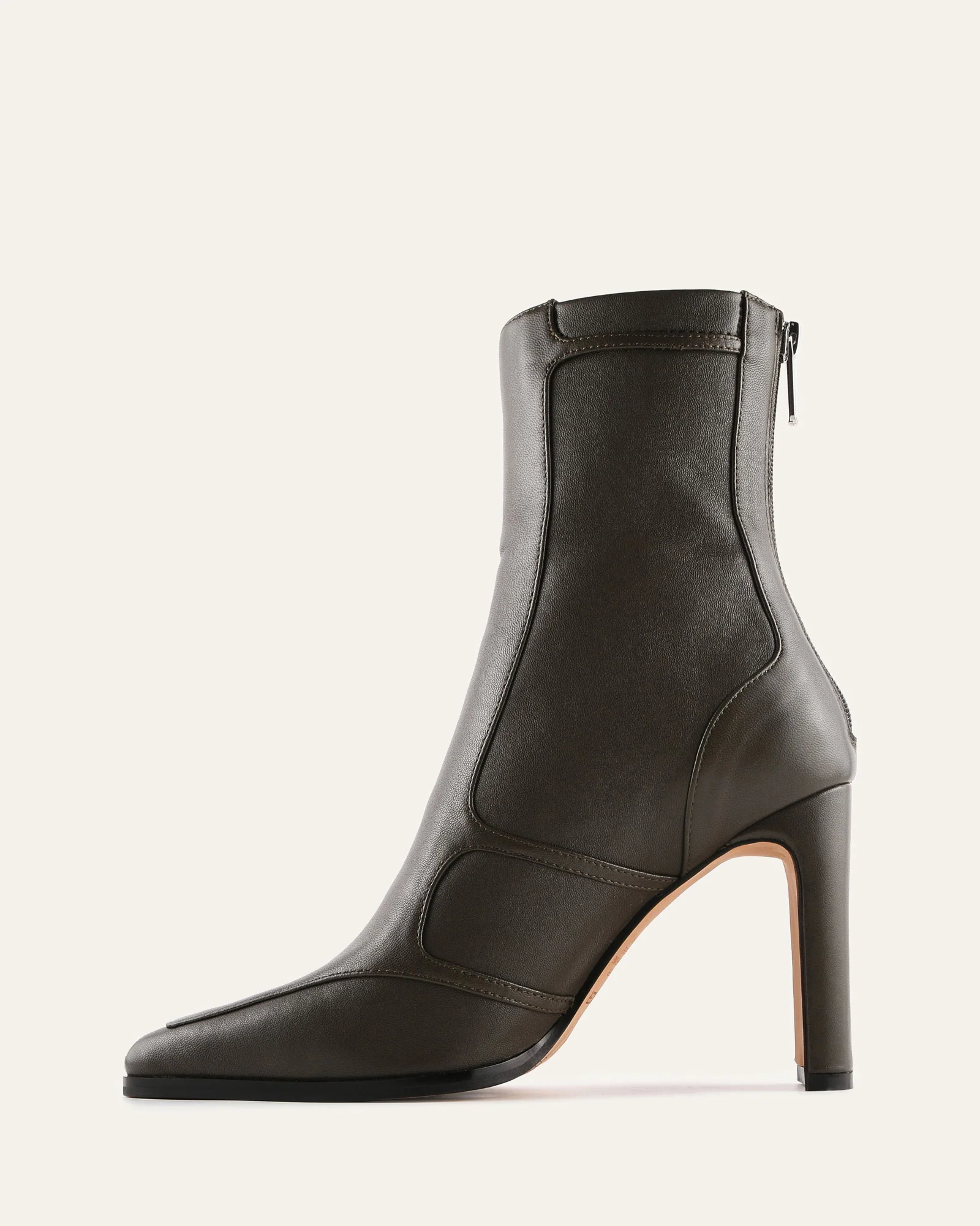 JAIMEE HIGH ANKLE BOOTS DARK OLIVE LEATHER - Image 6
