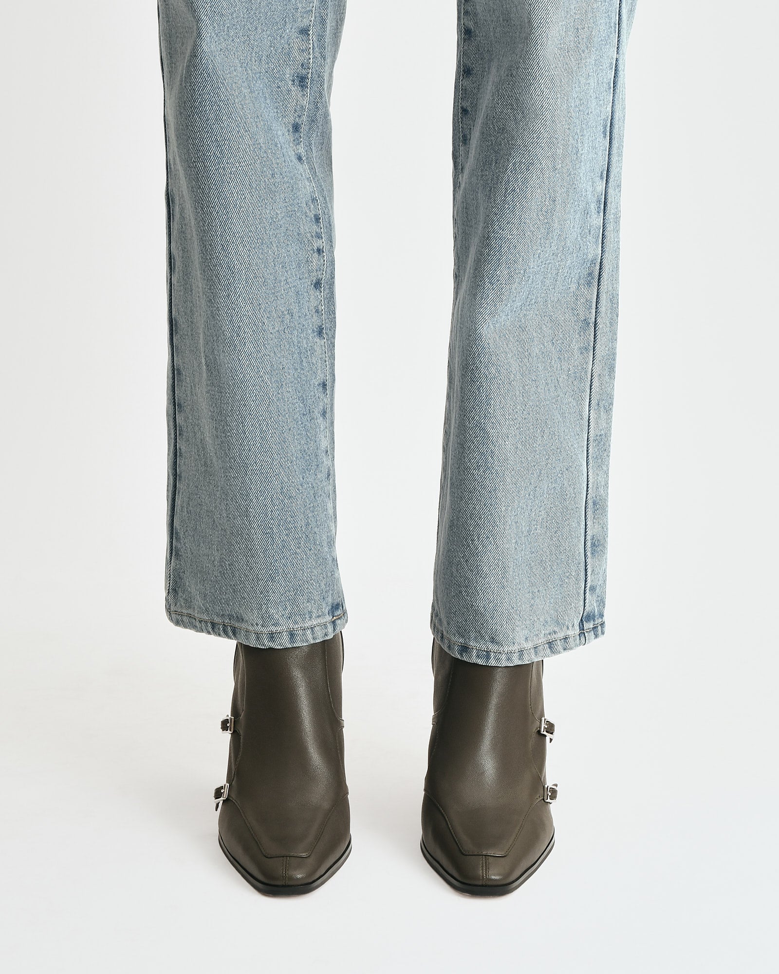 JAIMEE HIGH ANKLE BOOTS DARK OLIVE LEATHER - Image 7