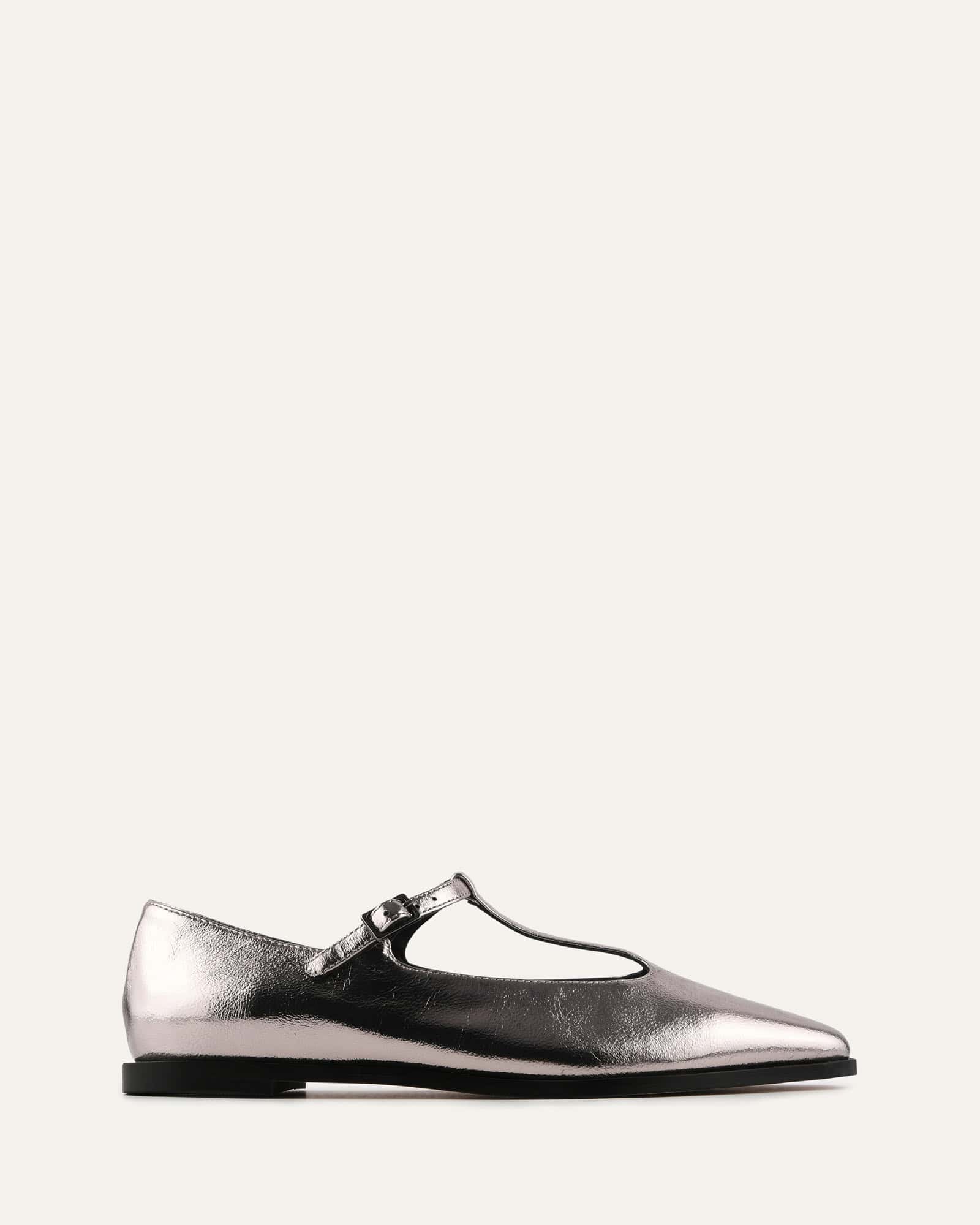 JENSON DRESS FLATS GUNMETAL LEATHER