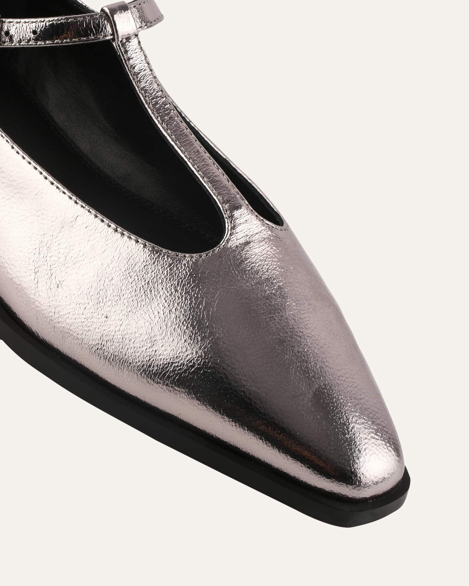 JENSON DRESS FLATS GUNMETAL LEATHER - Image 4