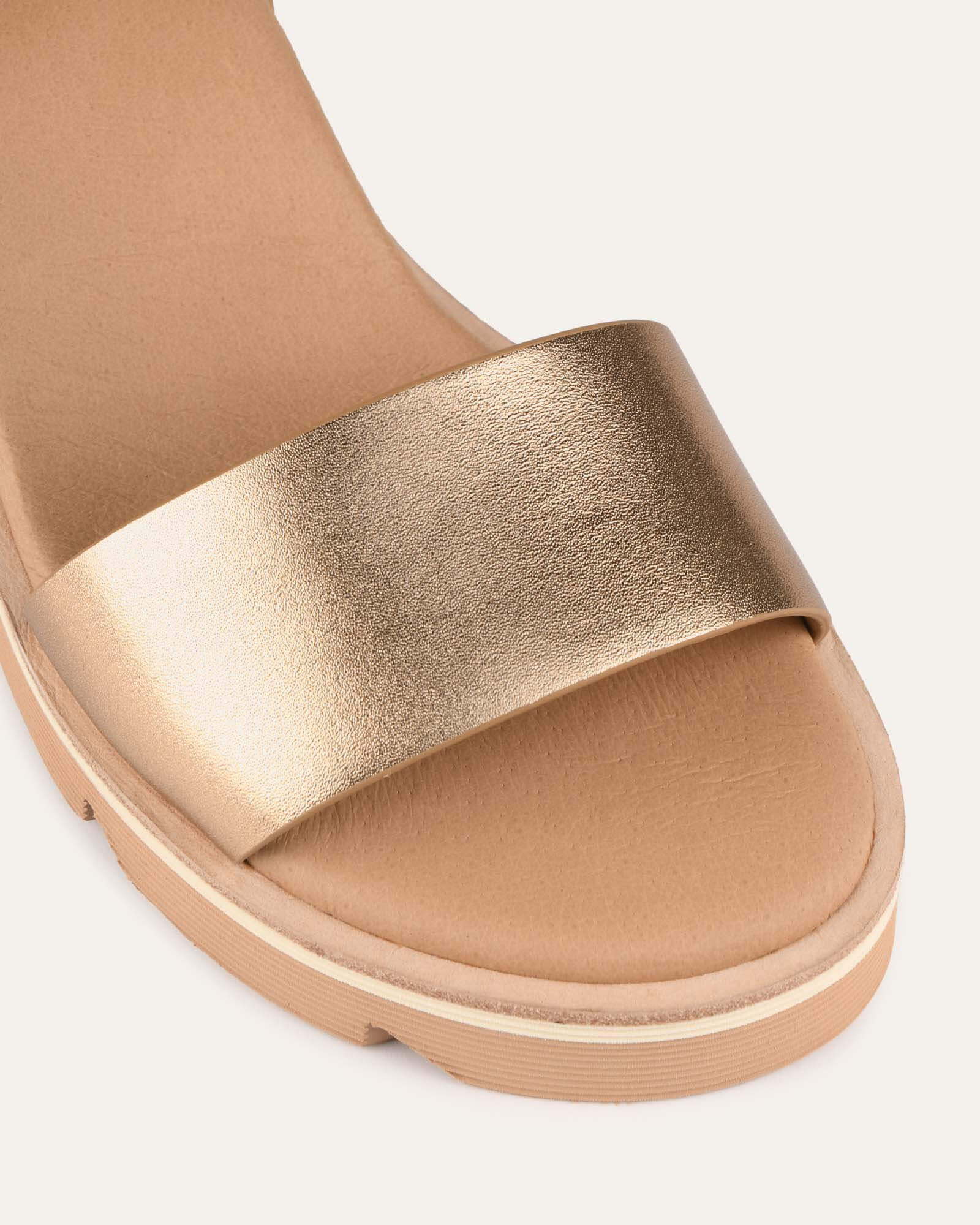 KATIE MID HEEL WEDGE SANDALS GOLD LEATHER - Image 4
