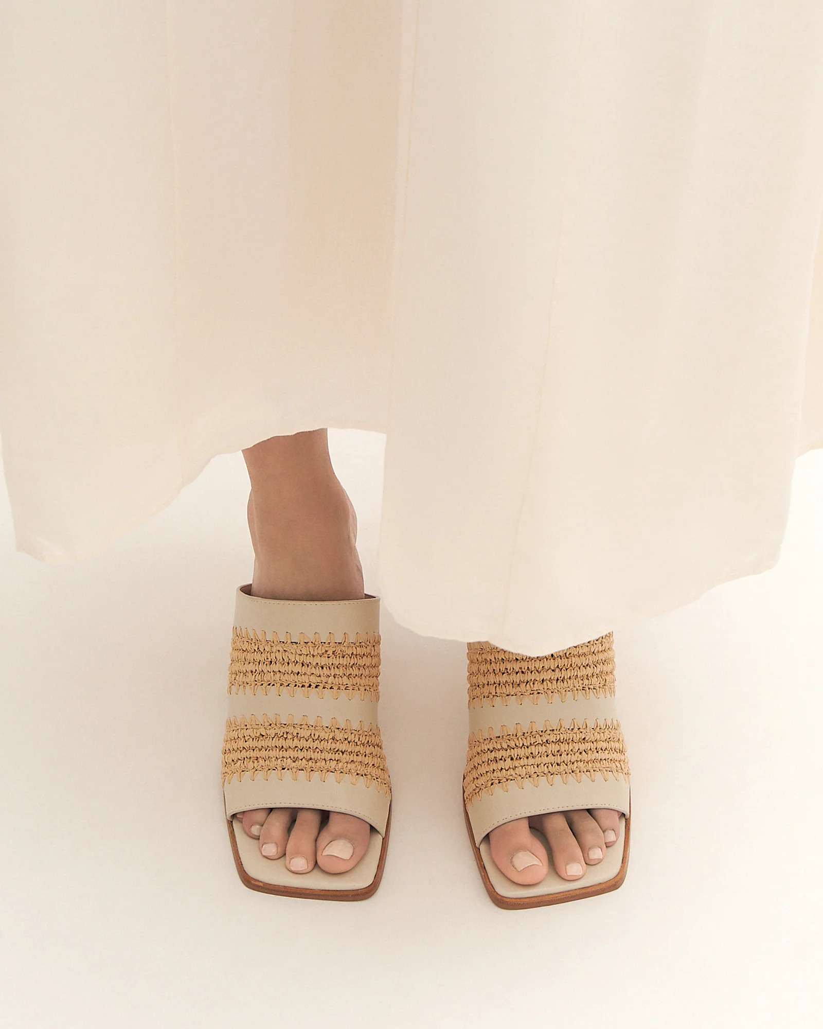 KEATING MID HEEL SANDALS OFF WHITE LEATHER - Image 7