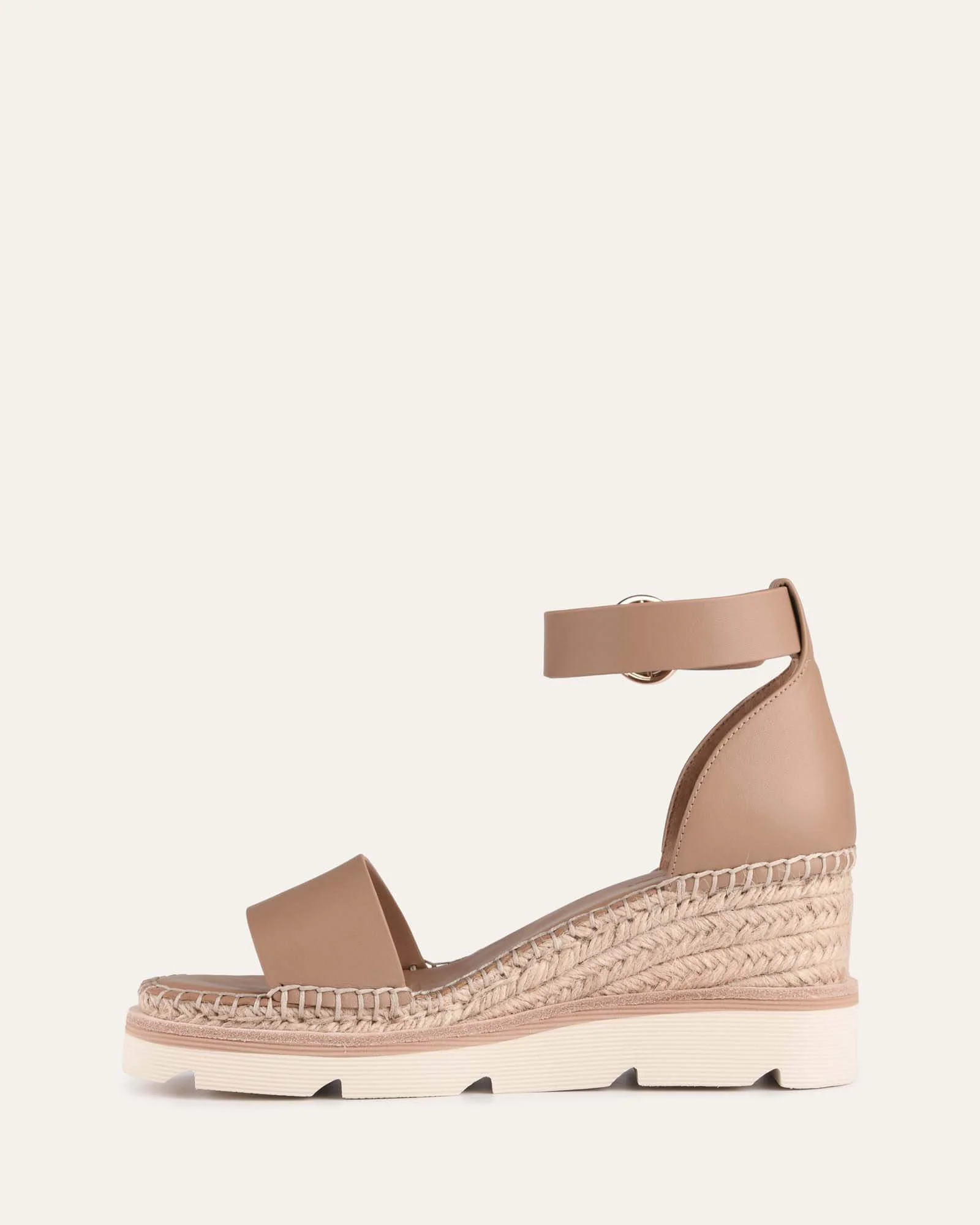 KELLY MID HEEL WEDGES TAN LEATHER - Image 6