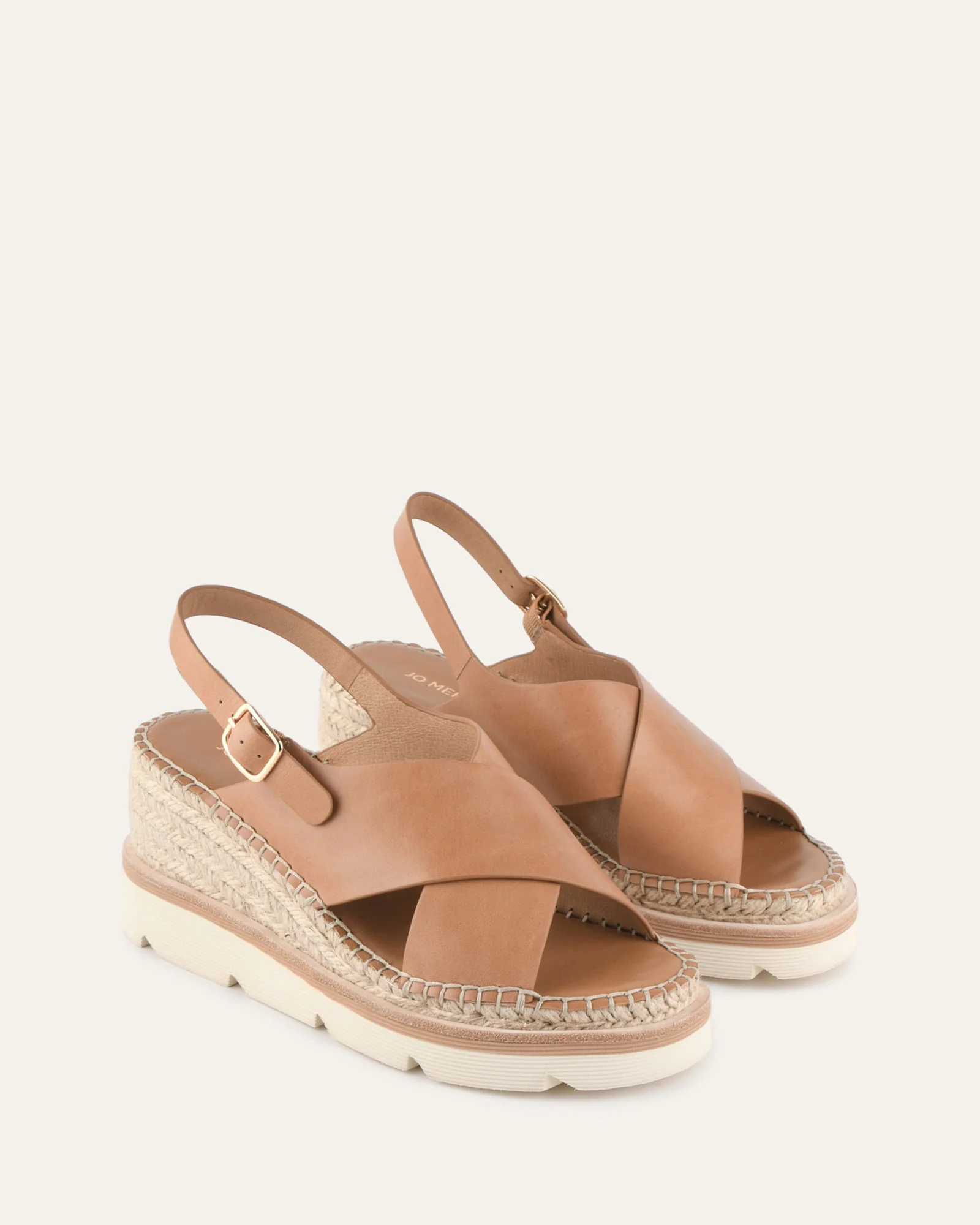 KIMBERLEY MID WEDGE SANDALS TAN LEATHER - Image 3