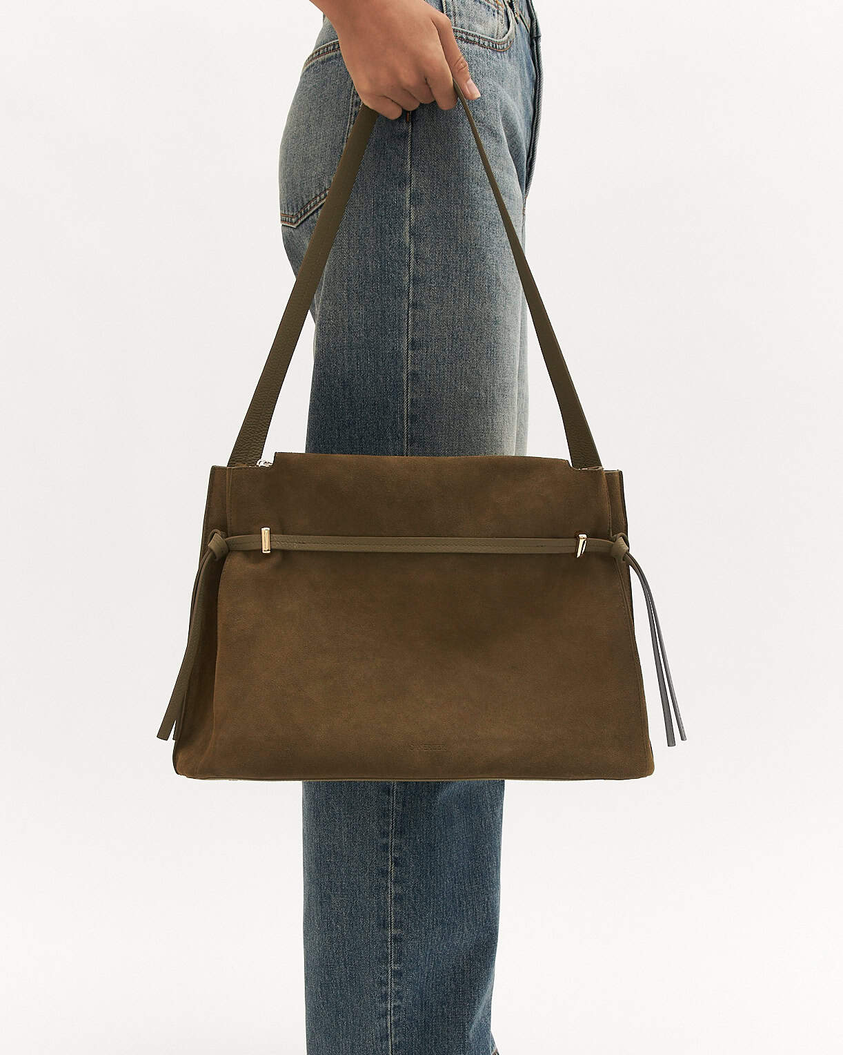 KORA TOTE BAG OLIVE SUEDE - Image 2