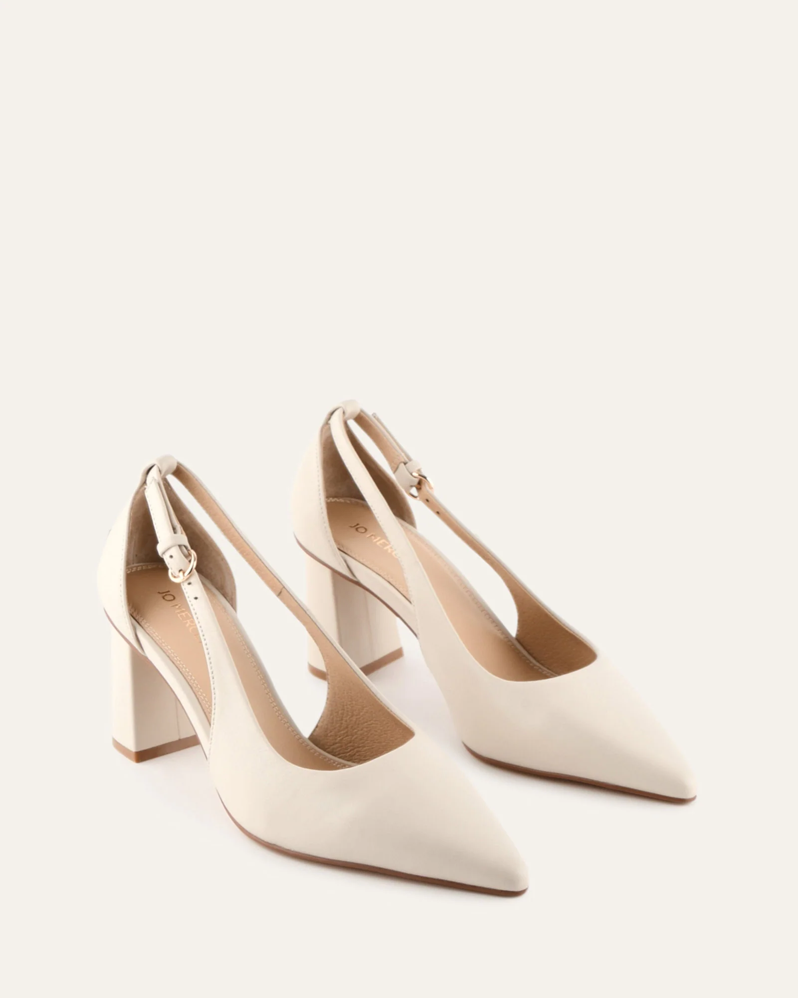 LAINEY MID HEELS OFF WHITE LEATHER - Image 2