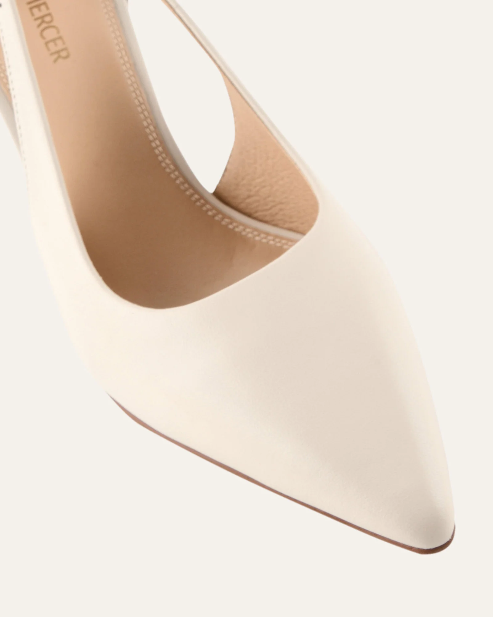 LAINEY MID HEELS OFF WHITE LEATHER - Image 3