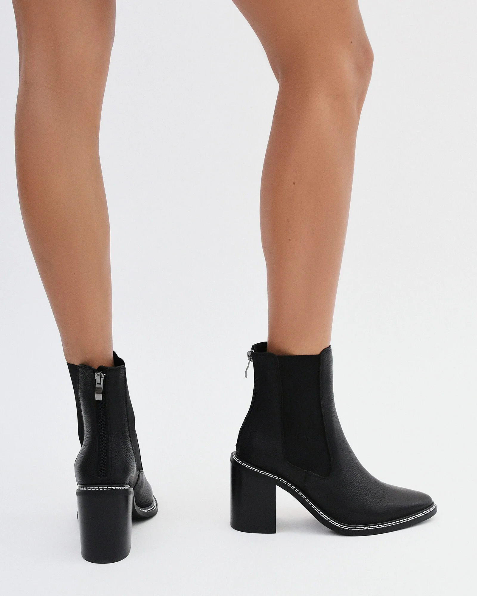 LUXE HIGH ANKLE BOOTS BLACK LEATHER - Image 10
