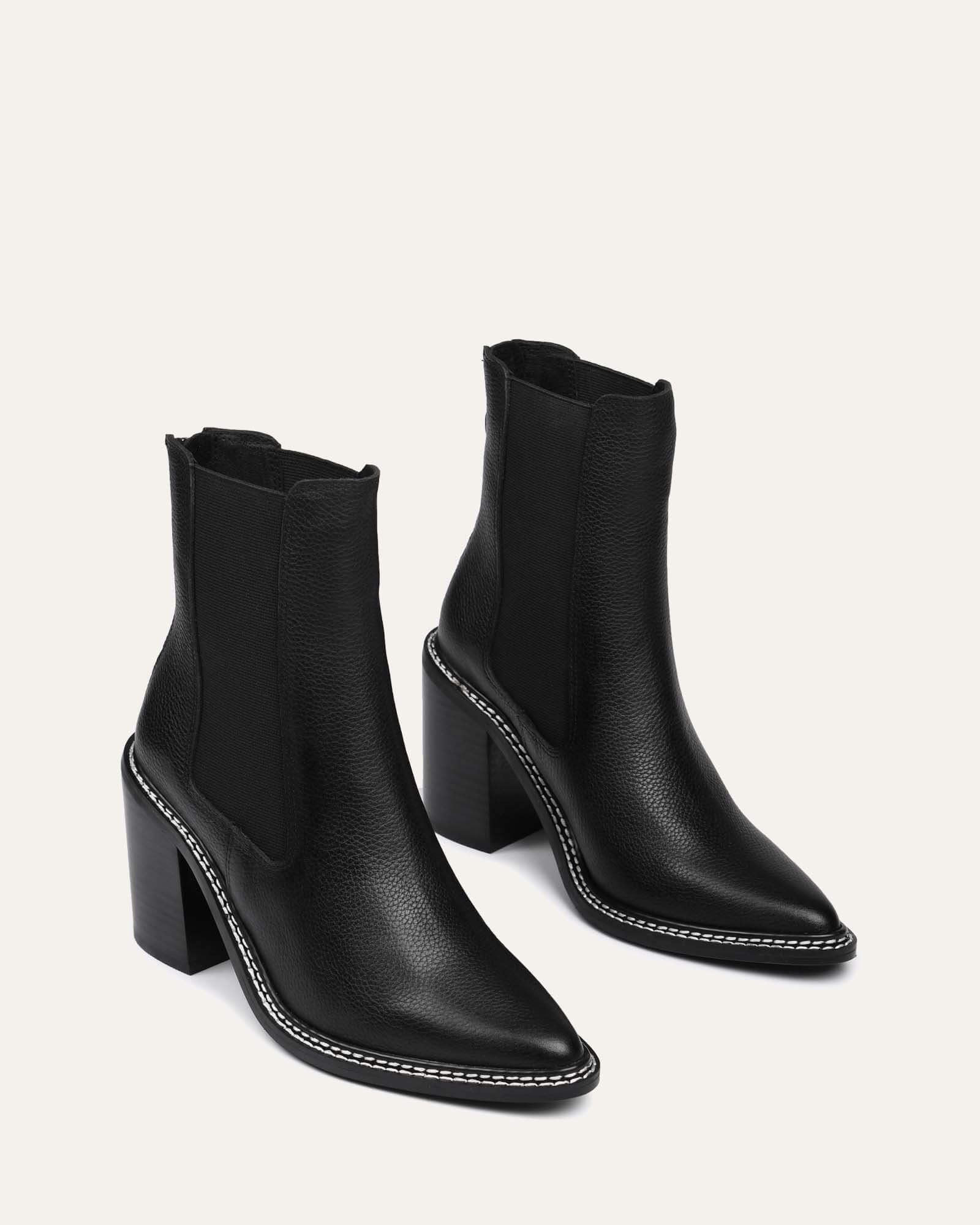 LUXE HIGH ANKLE BOOTS BLACK LEATHER - Image 3