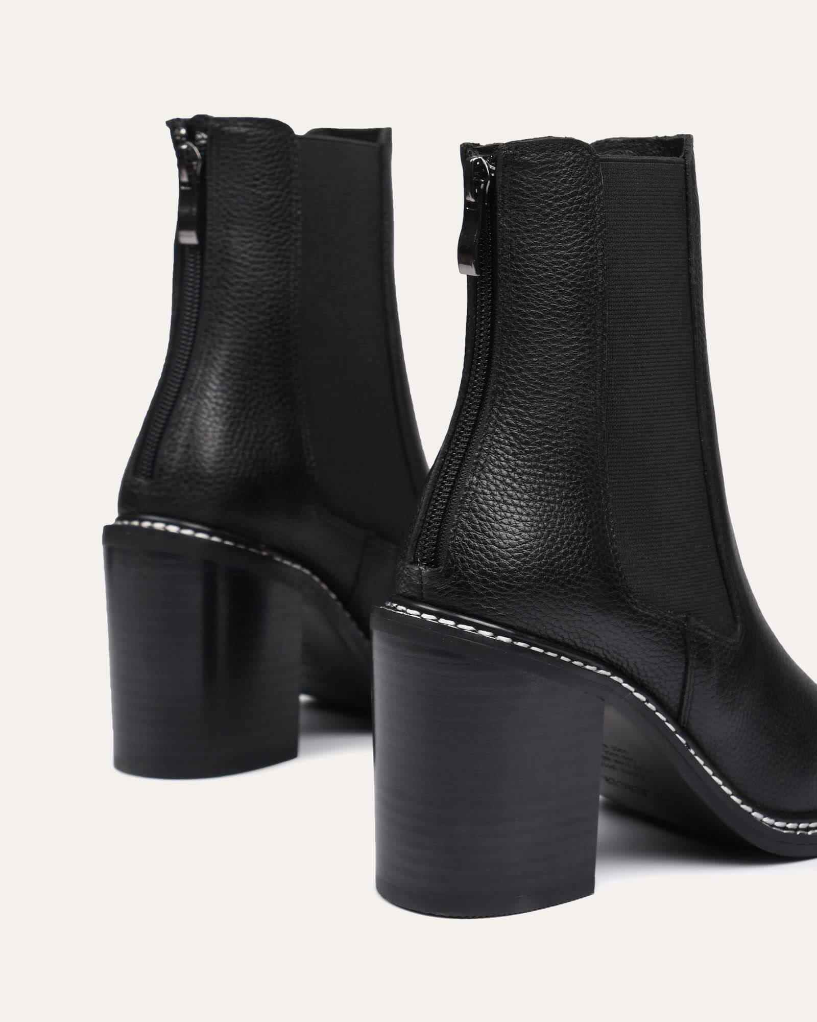 LUXE HIGH ANKLE BOOTS BLACK LEATHER - Image 7