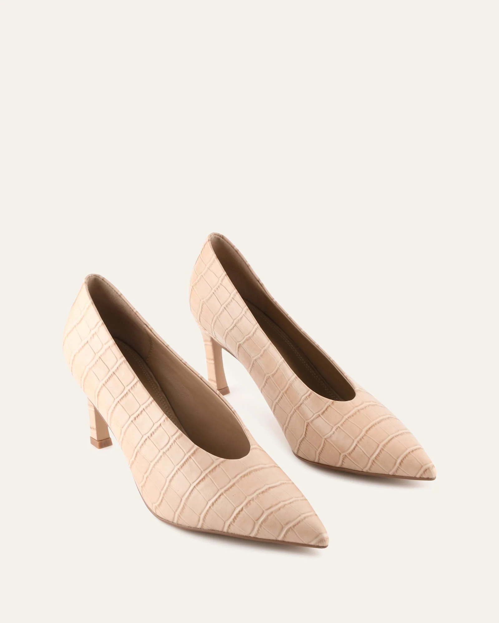 MARILYN MID HEELS BEIGE CROC - Image 3