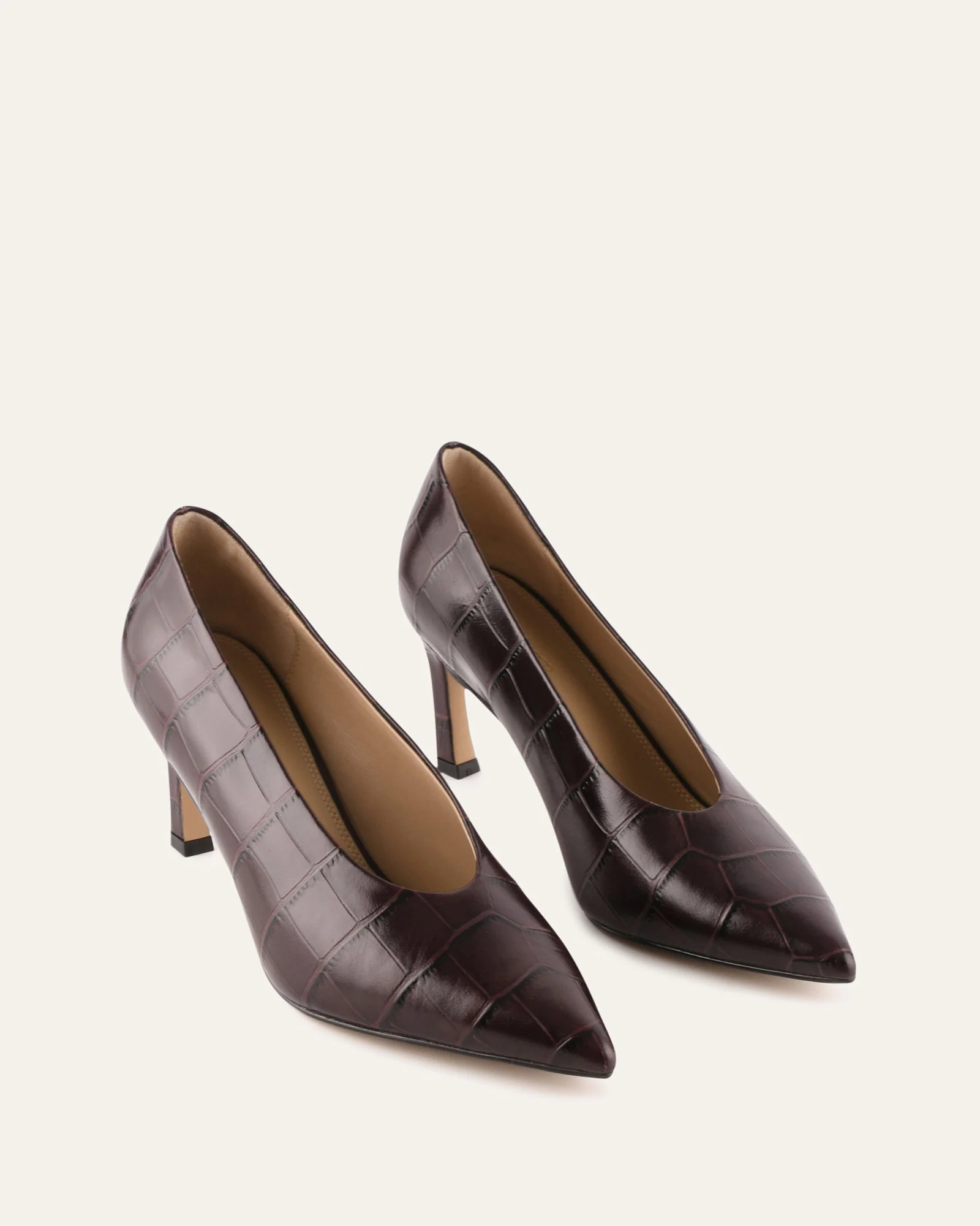 MARILYN MID HEELS MAHOGANY CROC - Image 3