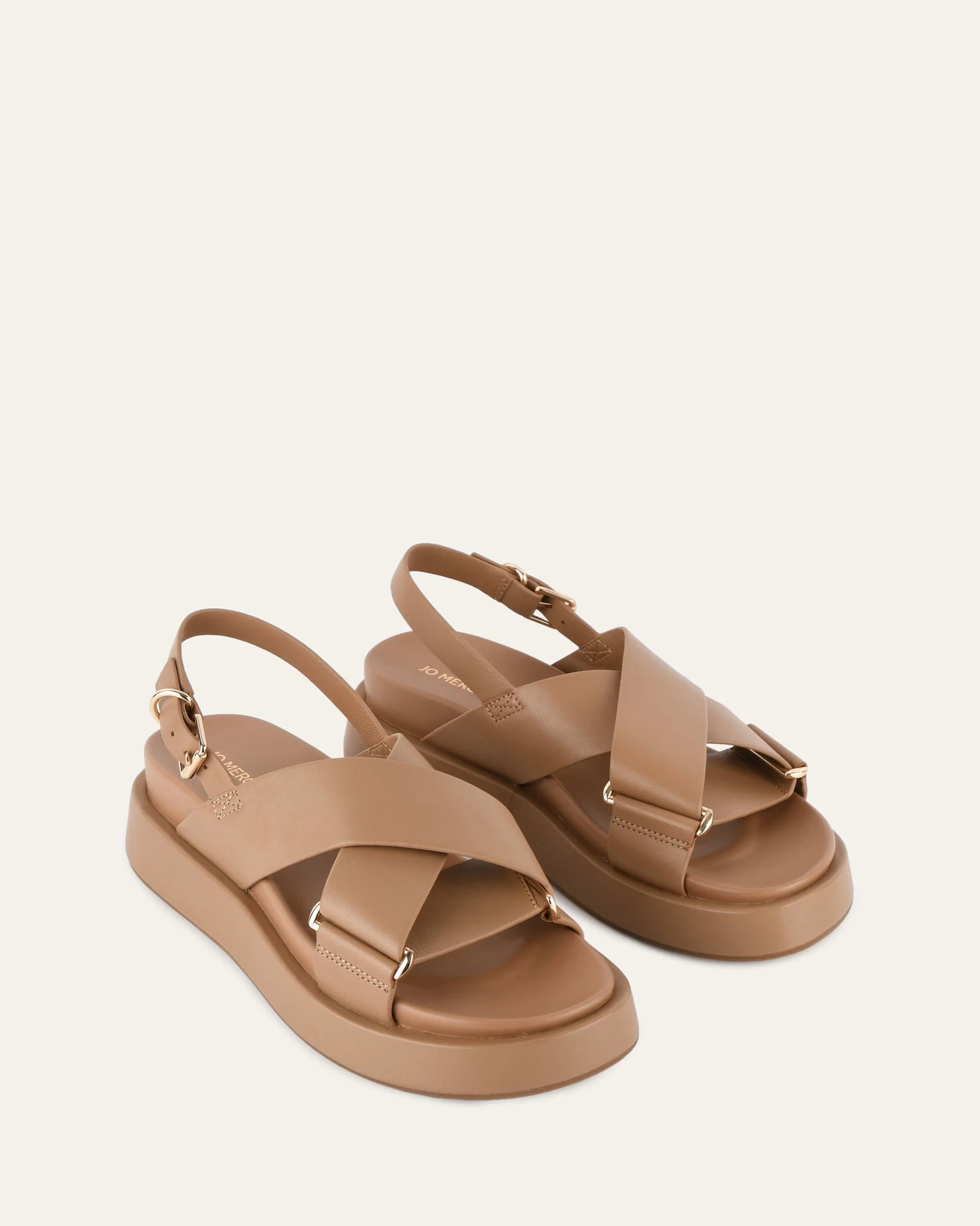 MARLEY FLAT SANDALS TAN LEATHER - Image 3