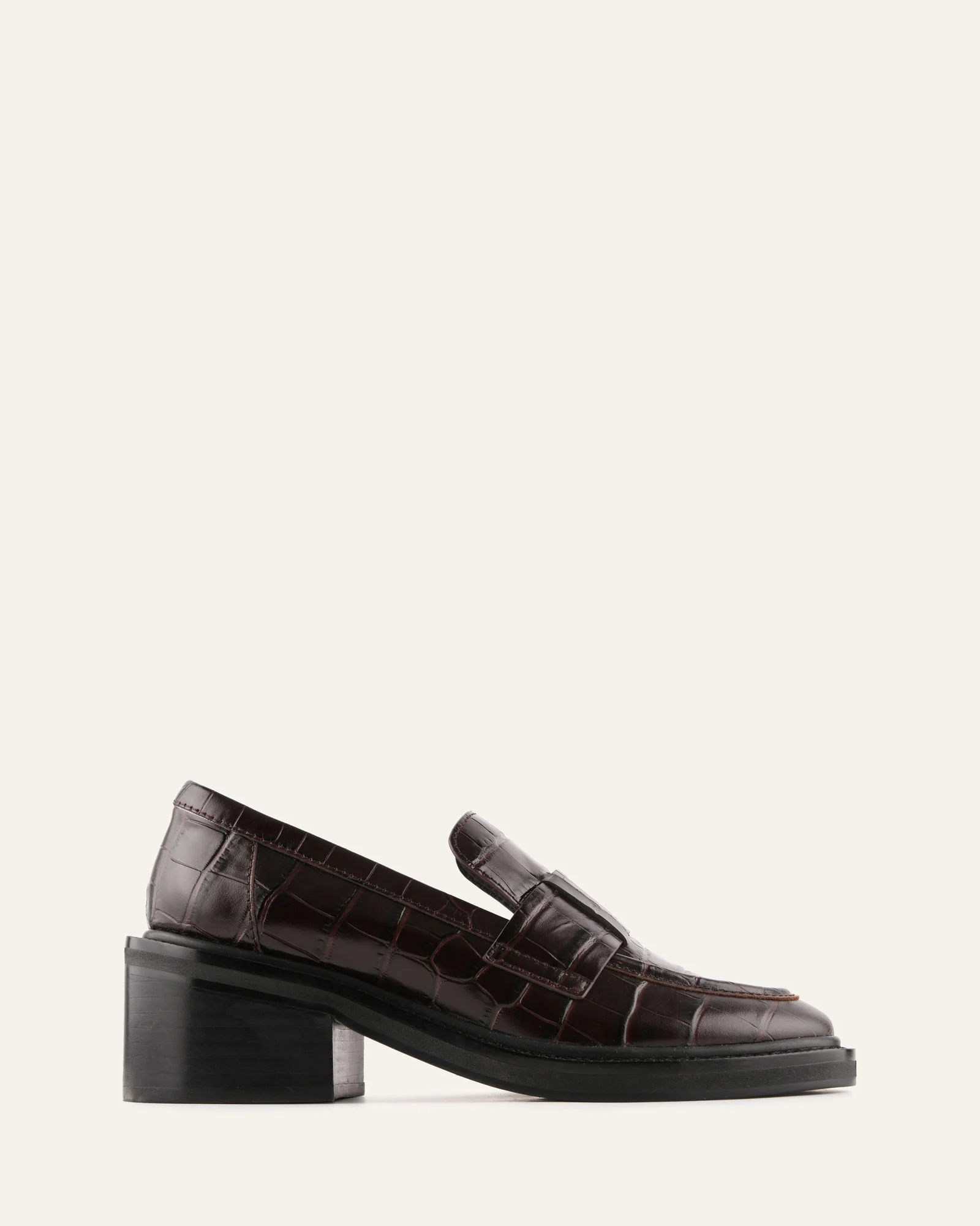 MATTHIAS LOW HEELS MAHOGANY CROC