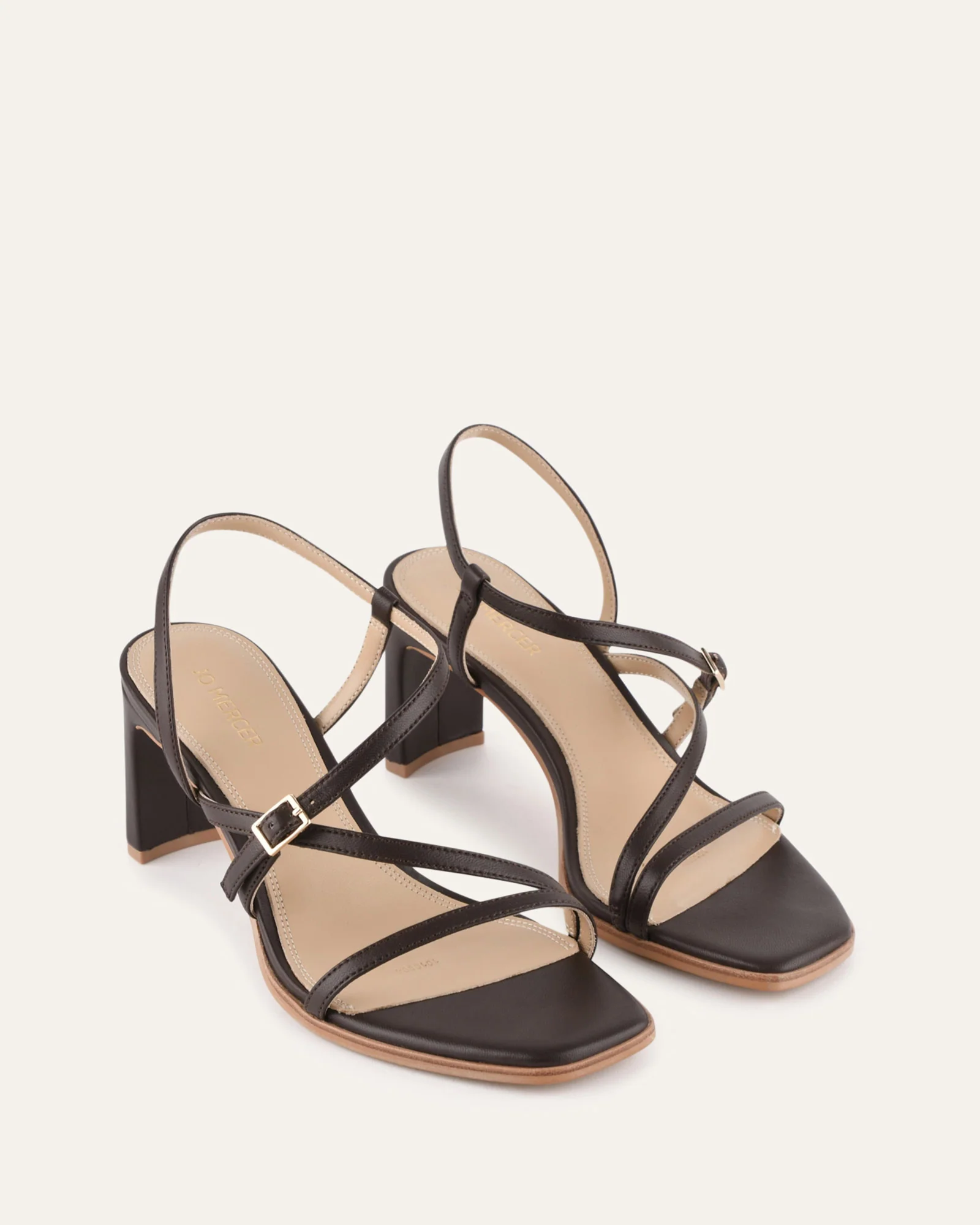NALA MID HEEL SANDALS BITTER CHOC LEATHER - Image 3