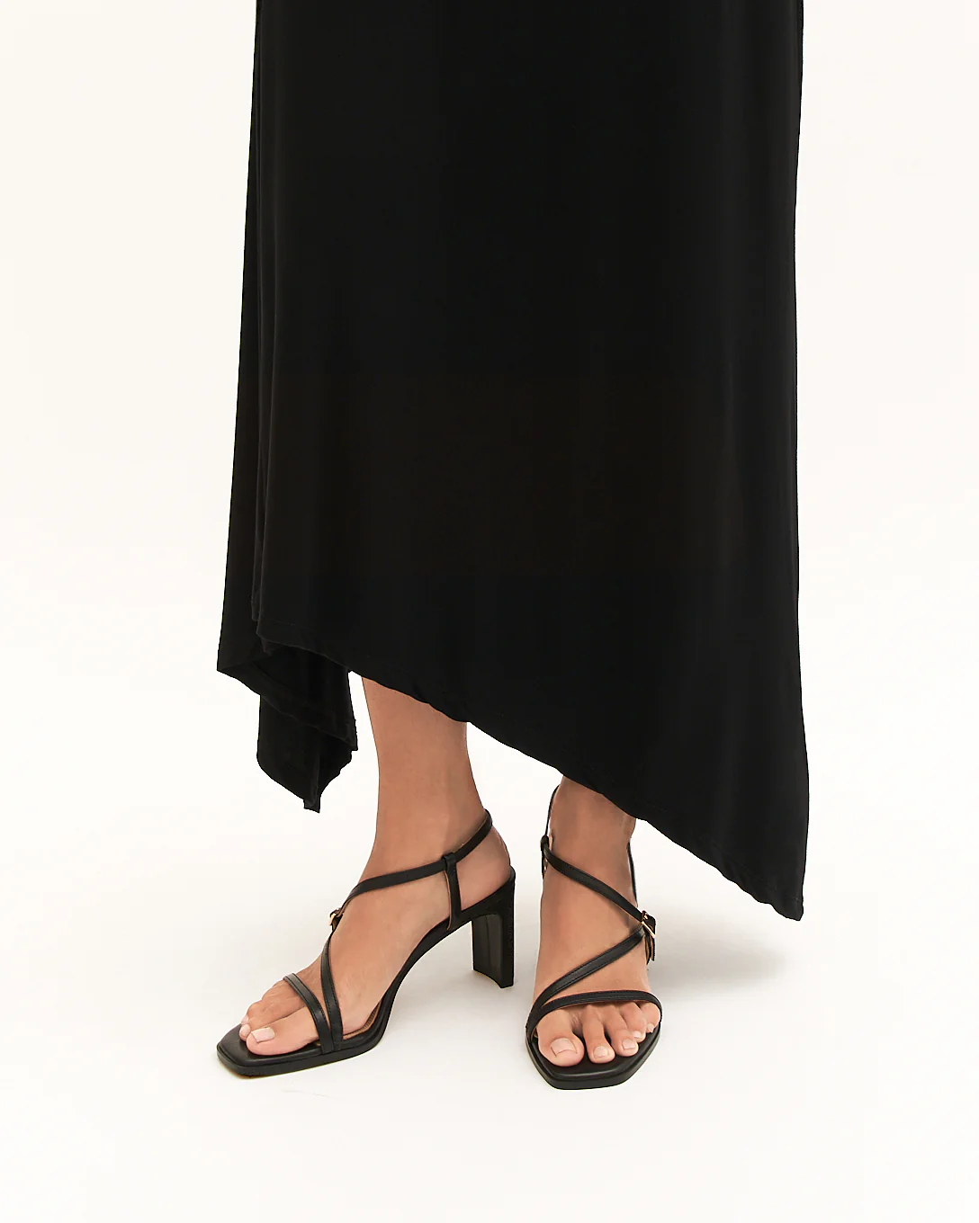 NALA MID HEEL SANDALS BLACK LEATHER - Image 2