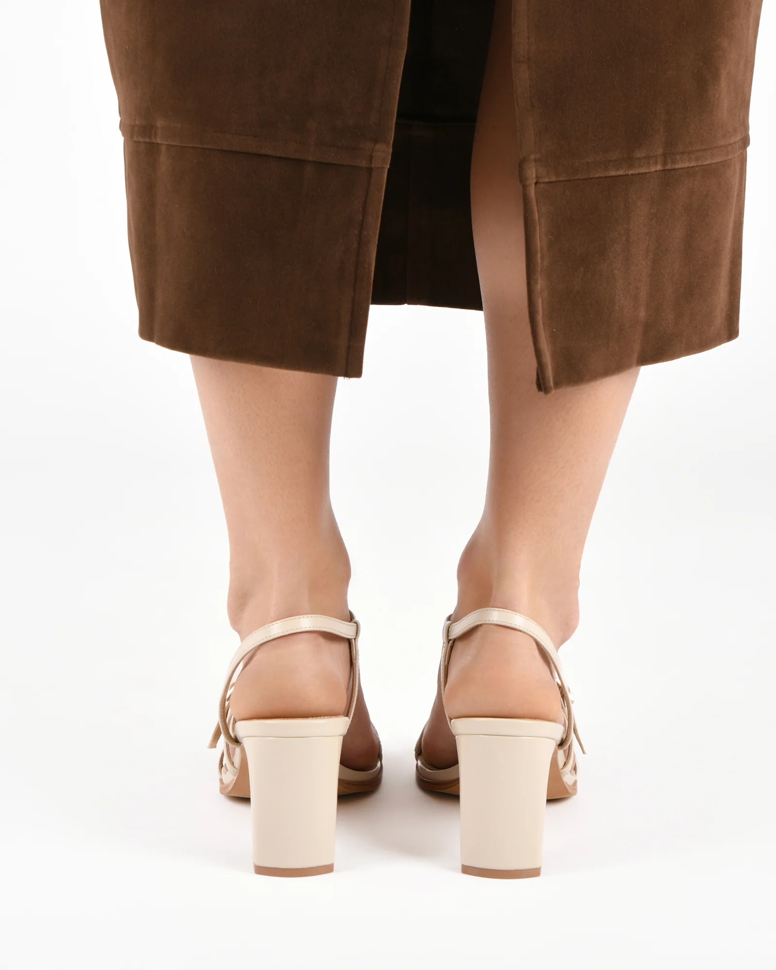 NALA MID HEEL SANDALS OFF WHITE LEATHER - Image 11