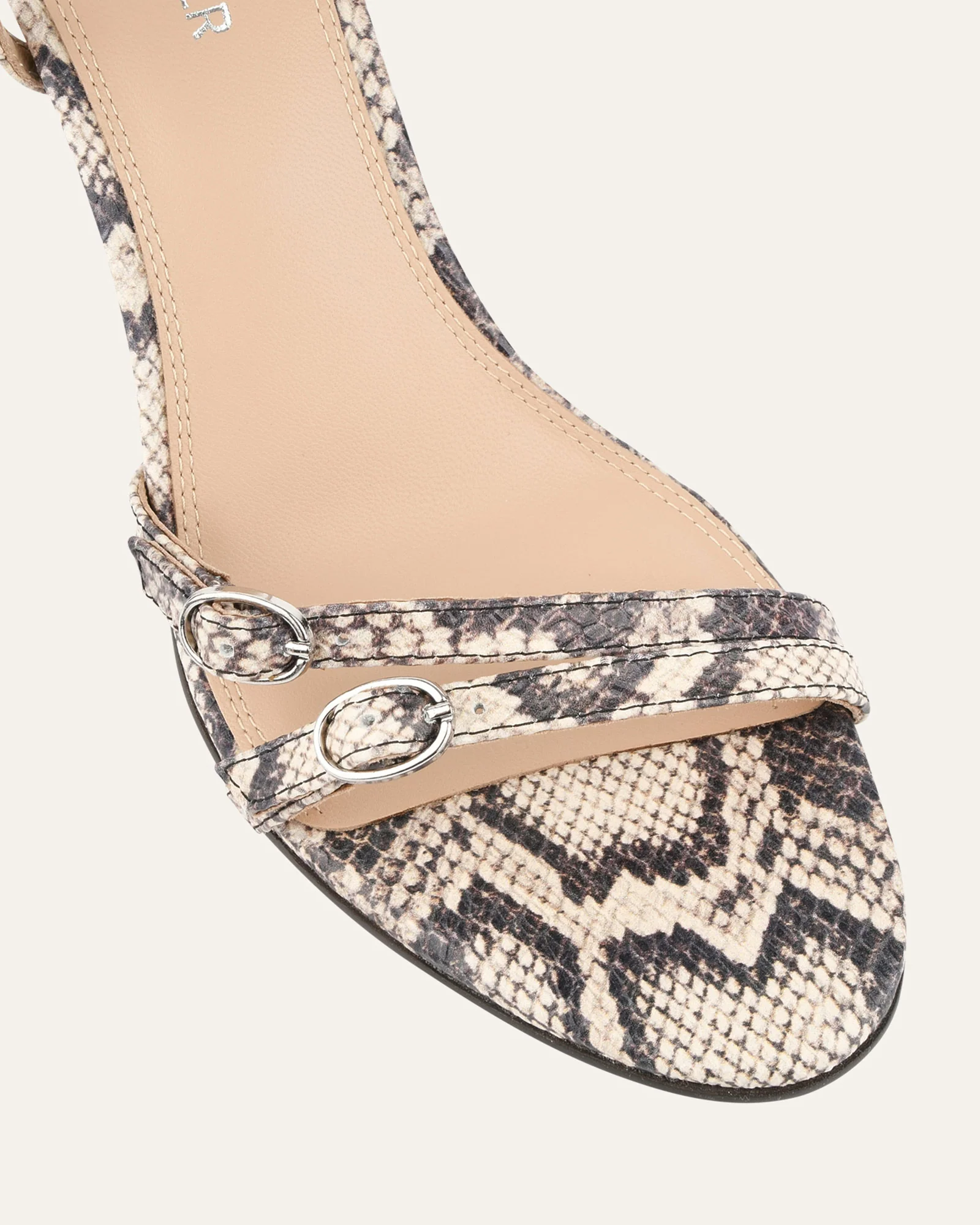 ROMY HIGH HEEL SANDALS NATURAL SNAKE PRINT LEATHER - Image 4