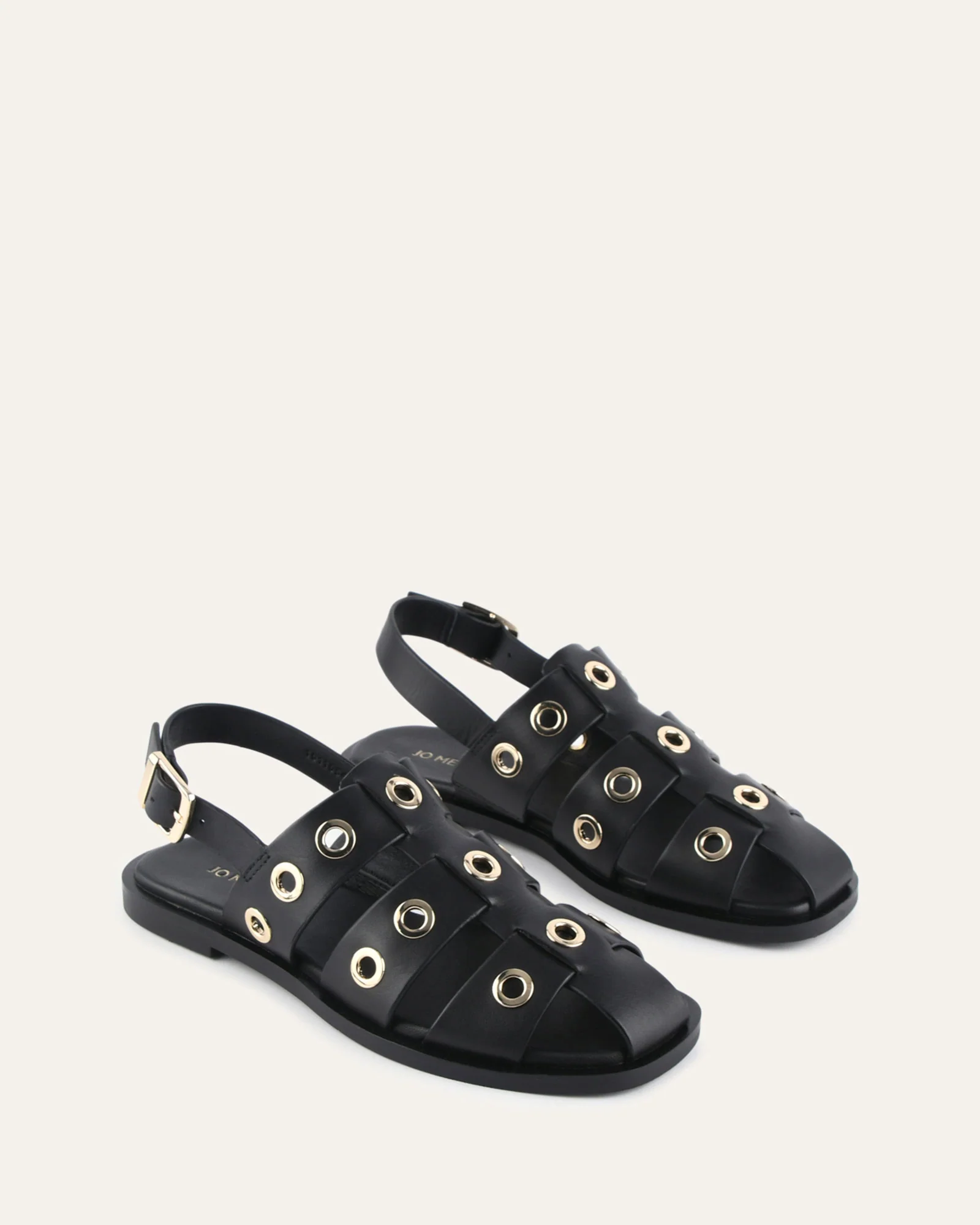 SAFFI FLAT SANDALS BLACK LEATHER - Image 3
