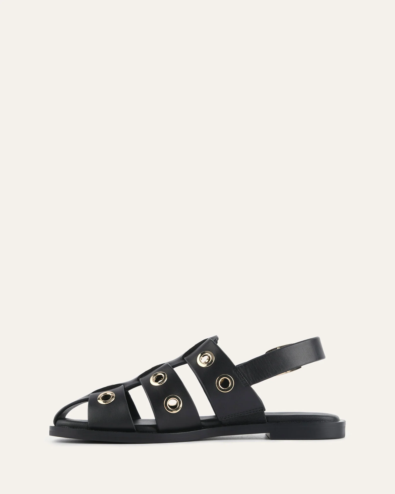 SAFFI FLAT SANDALS BLACK LEATHER - Image 6