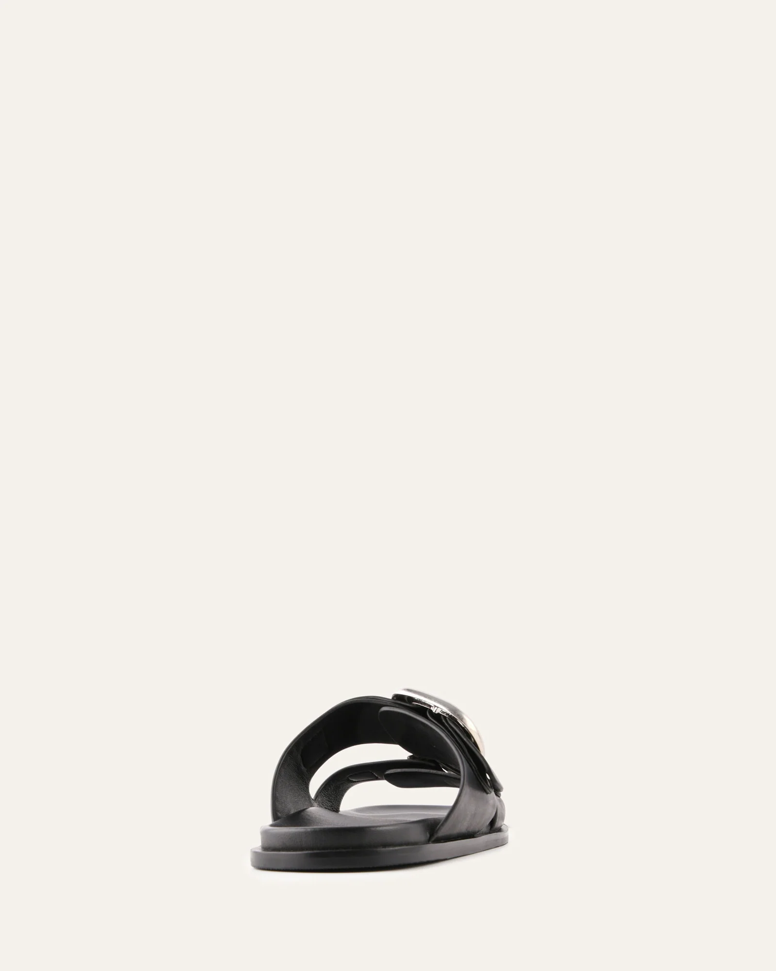 SOL FLAT SANDALS BLACK LEATHER - Image 5