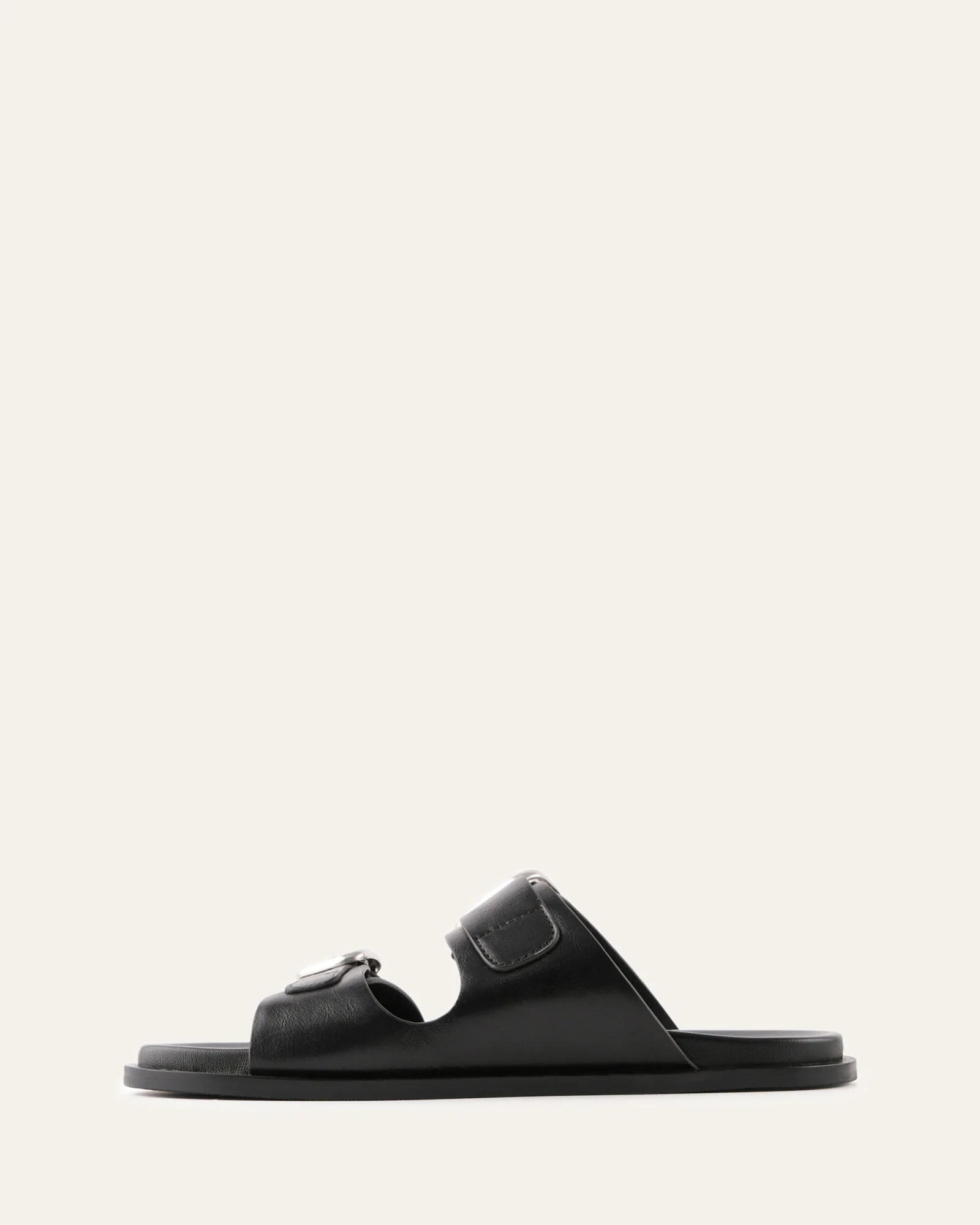 SOL FLAT SANDALS BLACK LEATHER - Image 6